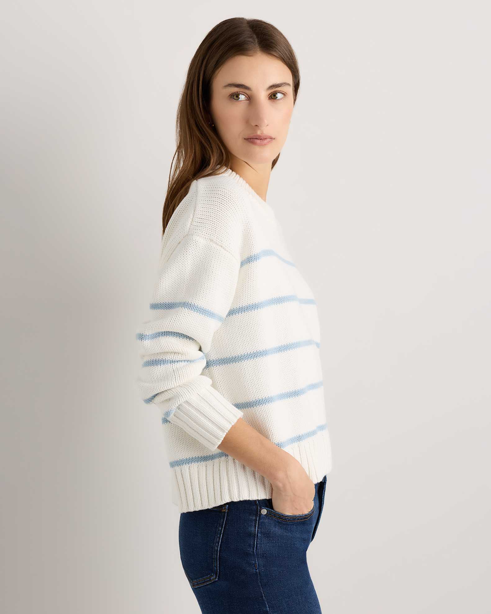 100% Organic Cotton Striped Crew Sweater
