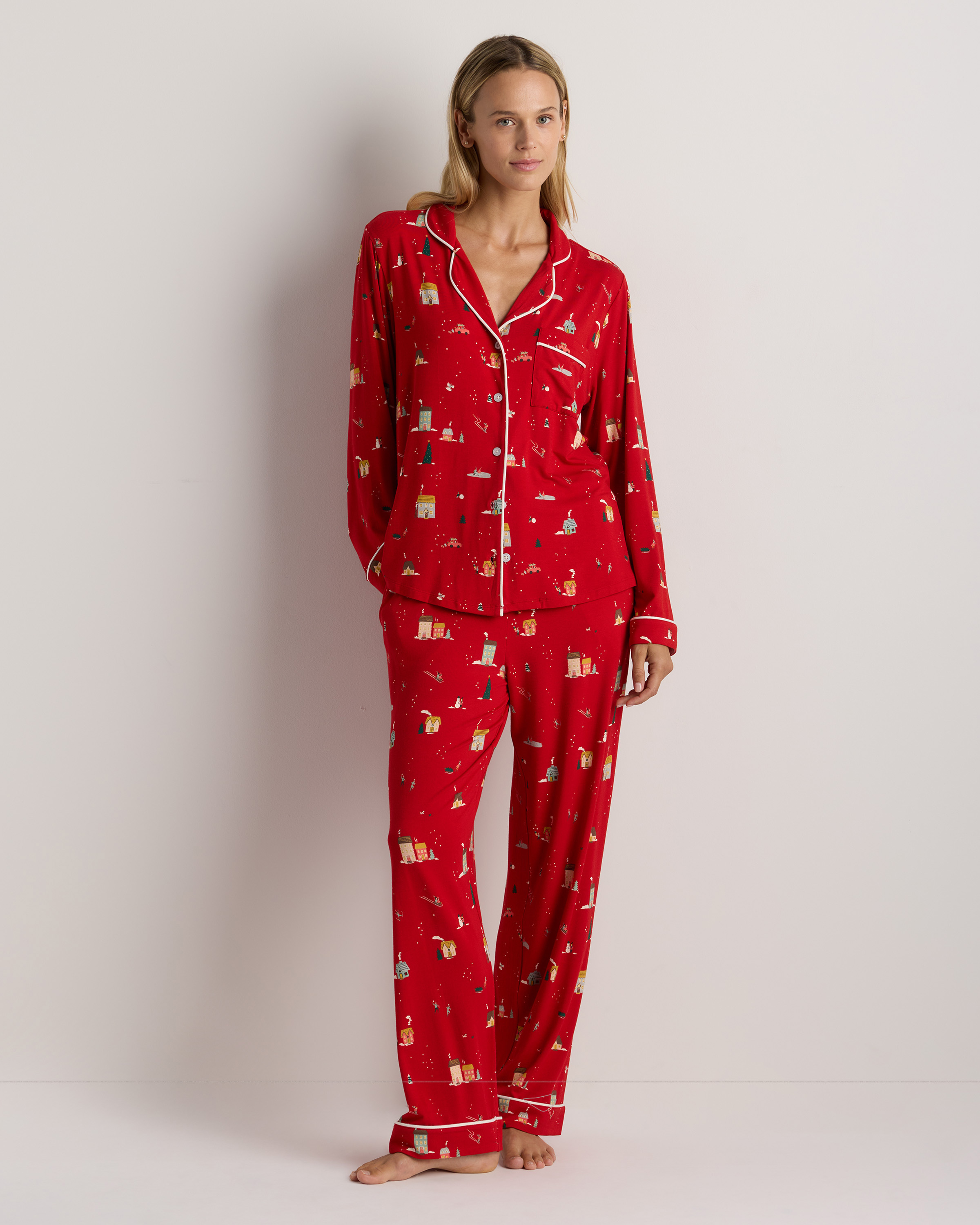 Holiday Scenic Bamboo Jersey Long Sleeve Pajama Set