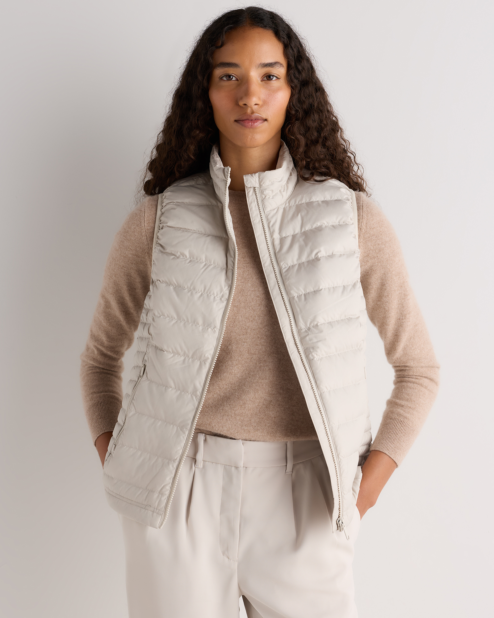 Travertine Beige Lightweight Down Packable Puffer Vest