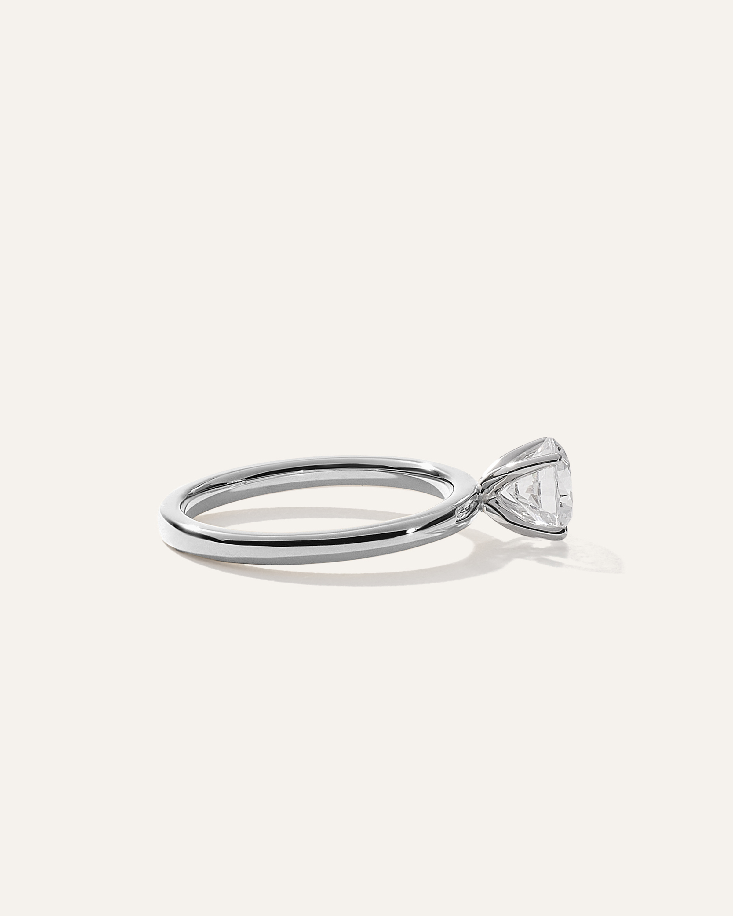 White Gold Lab Grown Diamond Round Comfort Fit Engagement Ring - 1ct