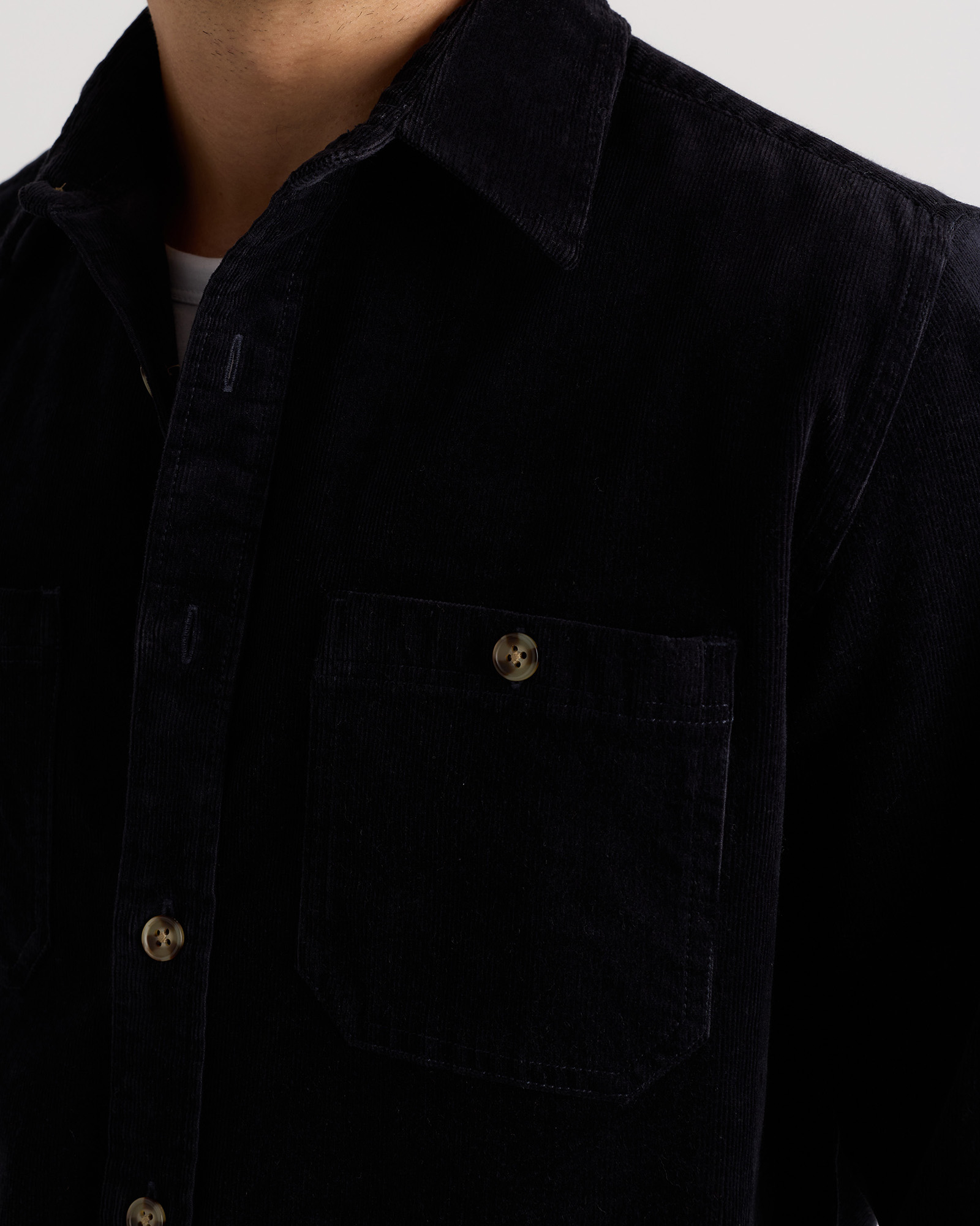 Men's Organic Stretch Corduroy Shirt in Dark Navy | Quince Canada