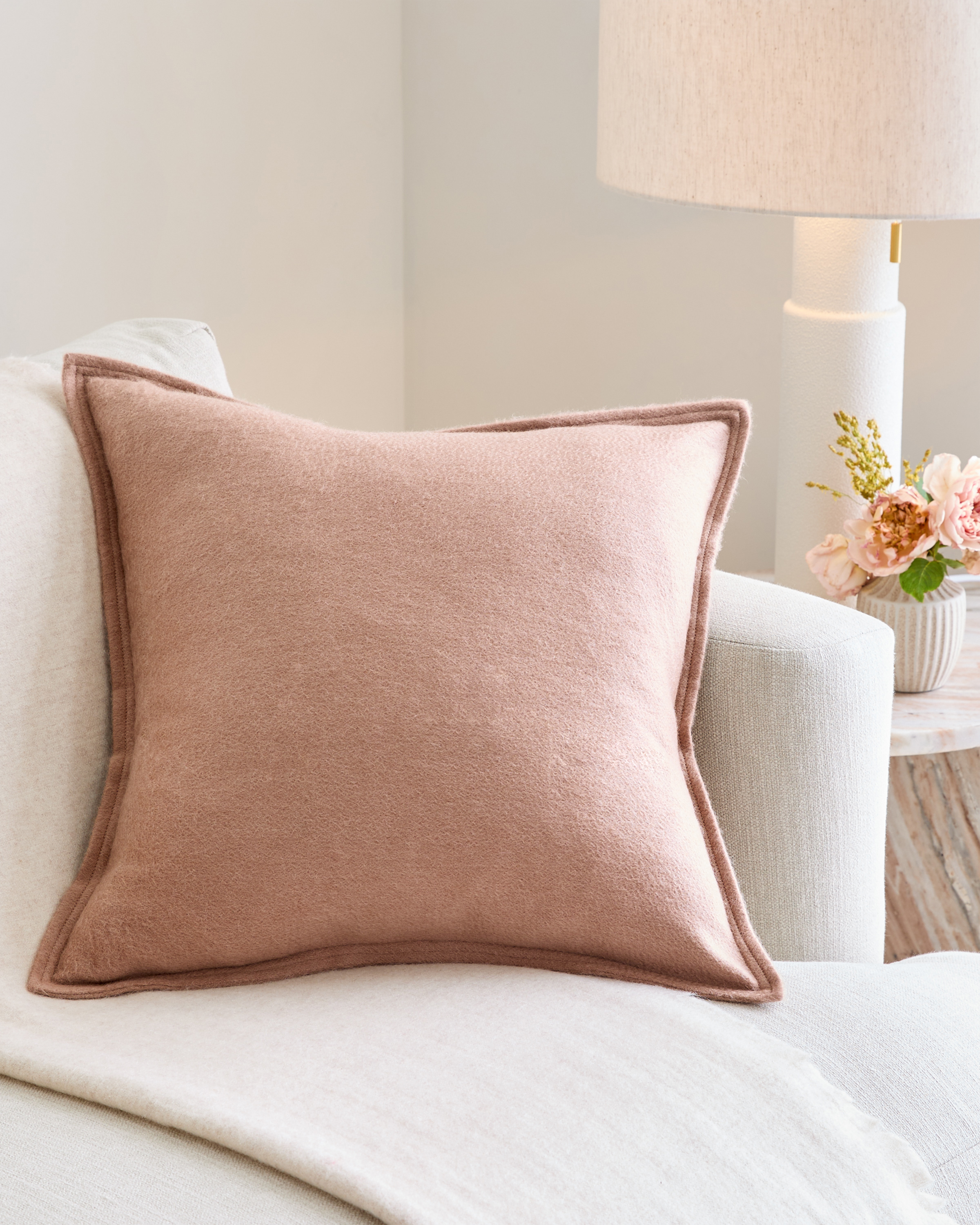 Camel Solid Cashmere Pillow Cover