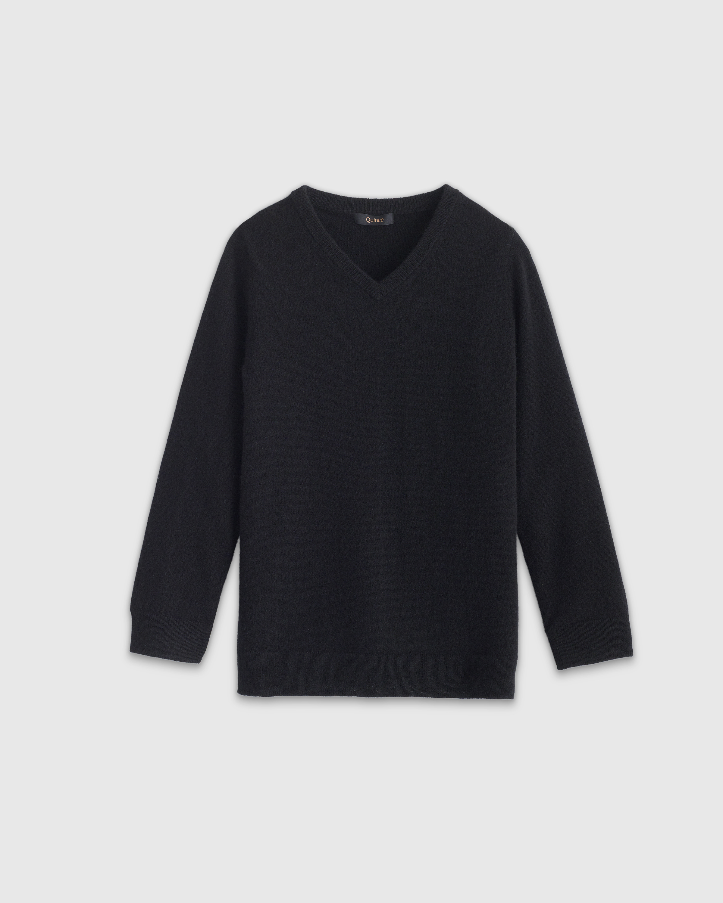 Black Washable Cashmere V-Neck Sweater