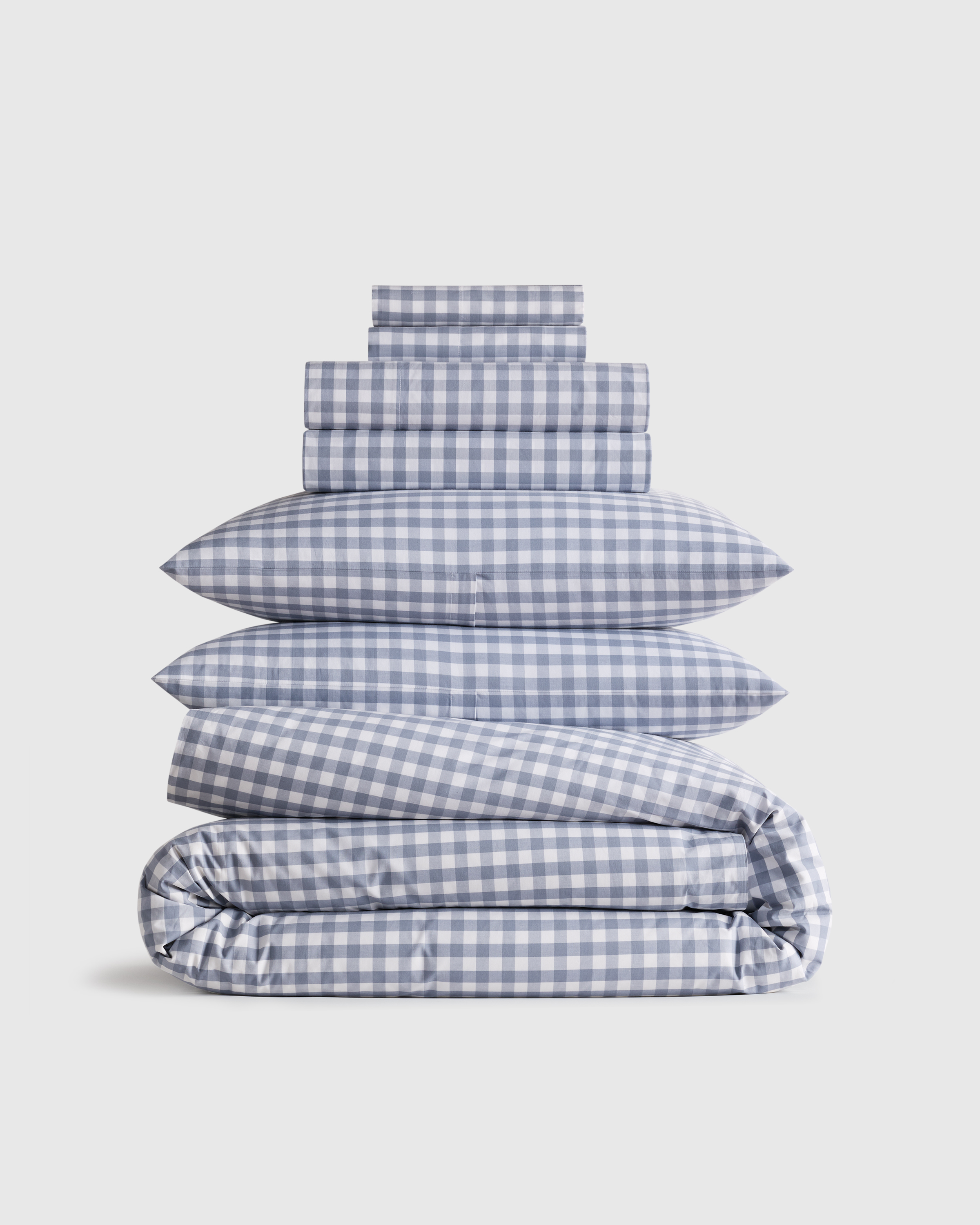 Mineral Gingham Organic Crisp Percale Deluxe Bedding Bundle