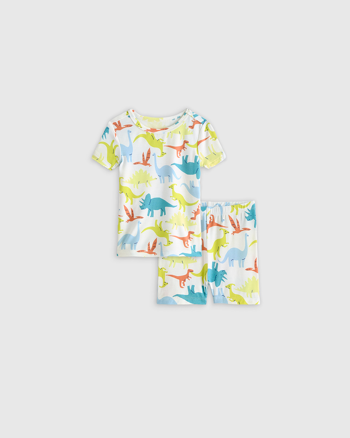 Colorful Dinos Bamboo Short Sleeve and Shorts Pajama Set