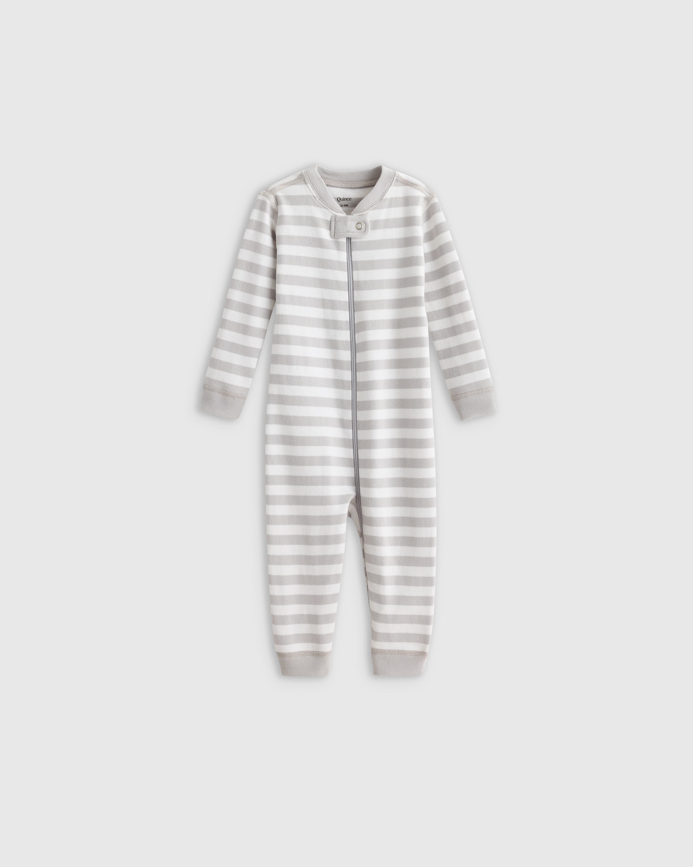 Grey Stripe 100% Organic Cotton One Piece Pajama