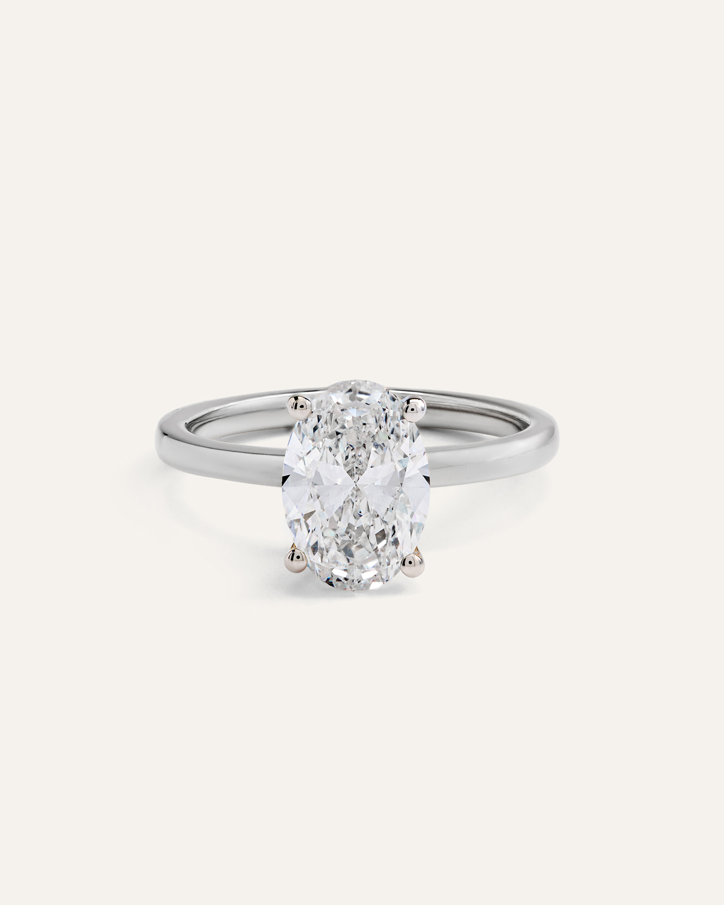 Platinum Lab Grown Diamond Oval Comfort Fit Engagement Ring - 2ct