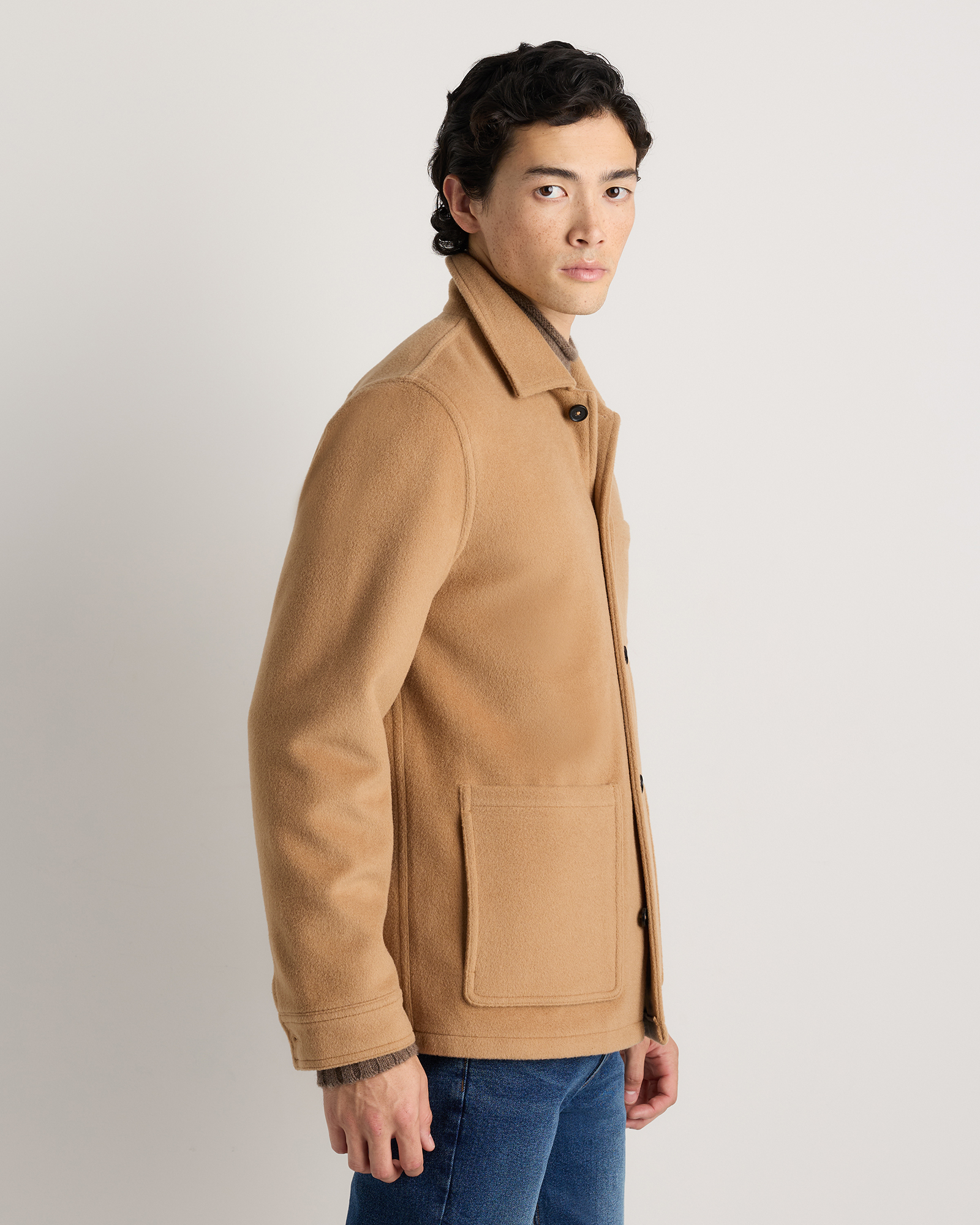 Wool Cashmere Chore Jacket in Caramel