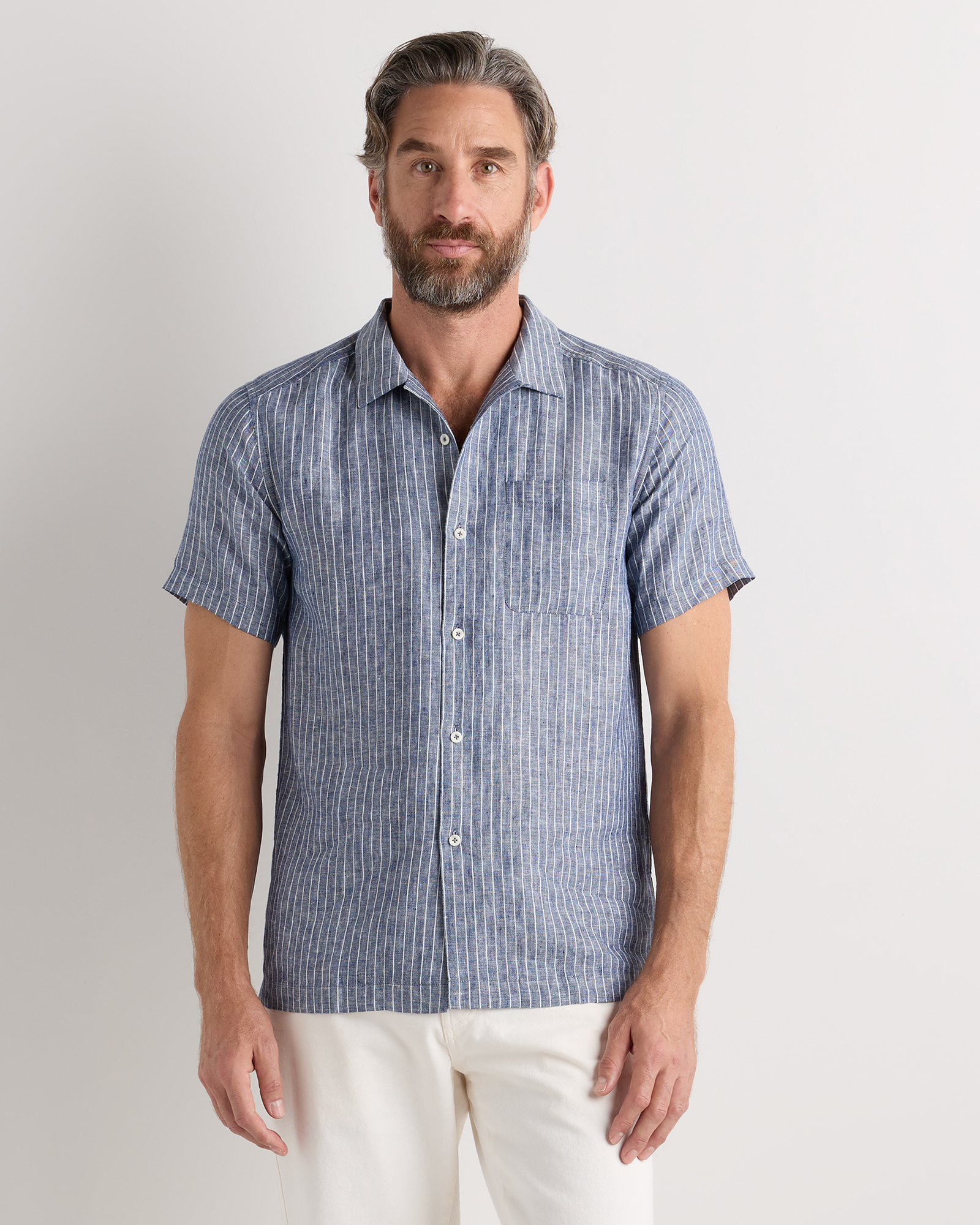 Quince Men's 100% European Linen Camp Shirt In Blue