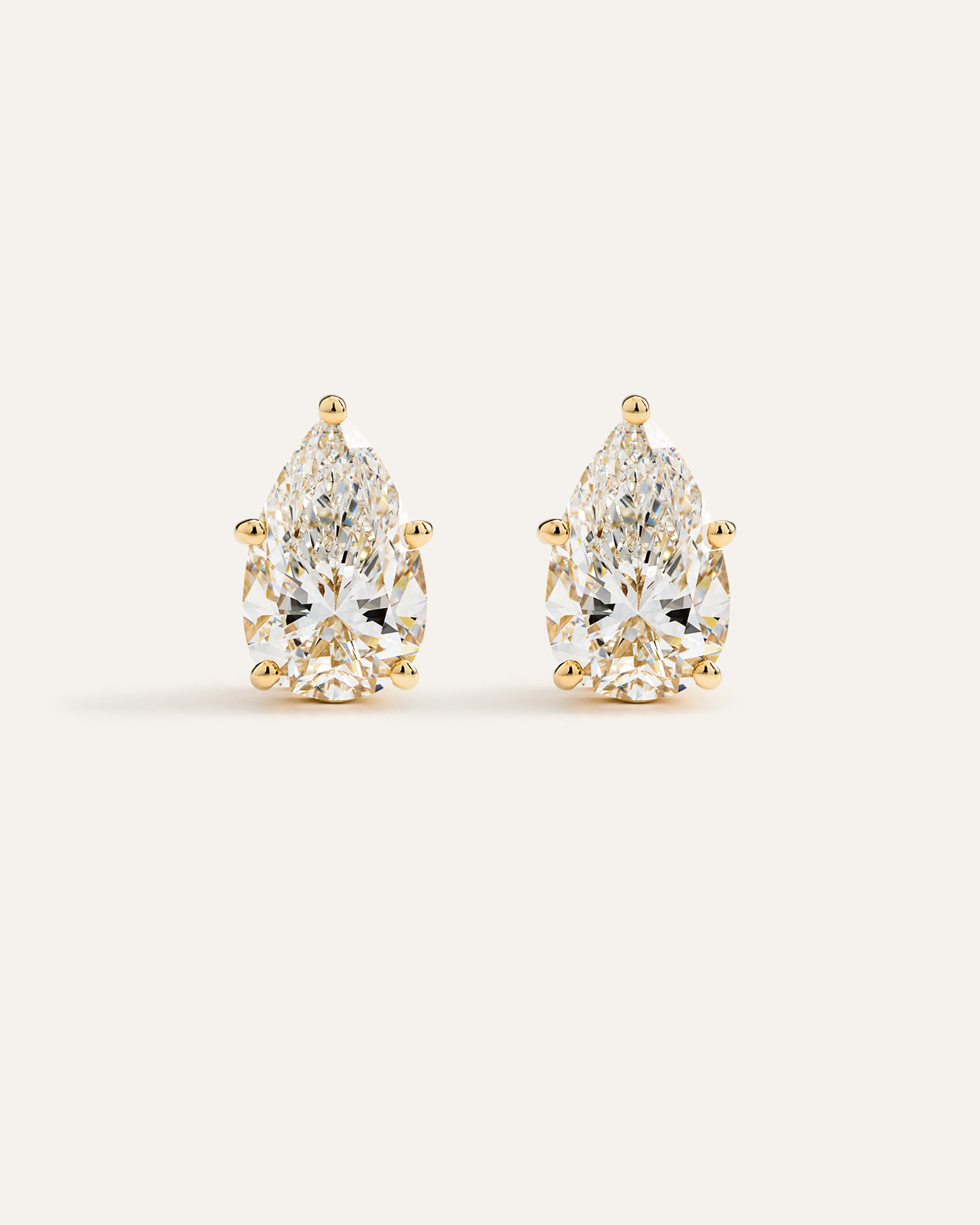Yellow Gold 14K Gold Lab Grown Diamond Statement Pear Studs - 10ctw