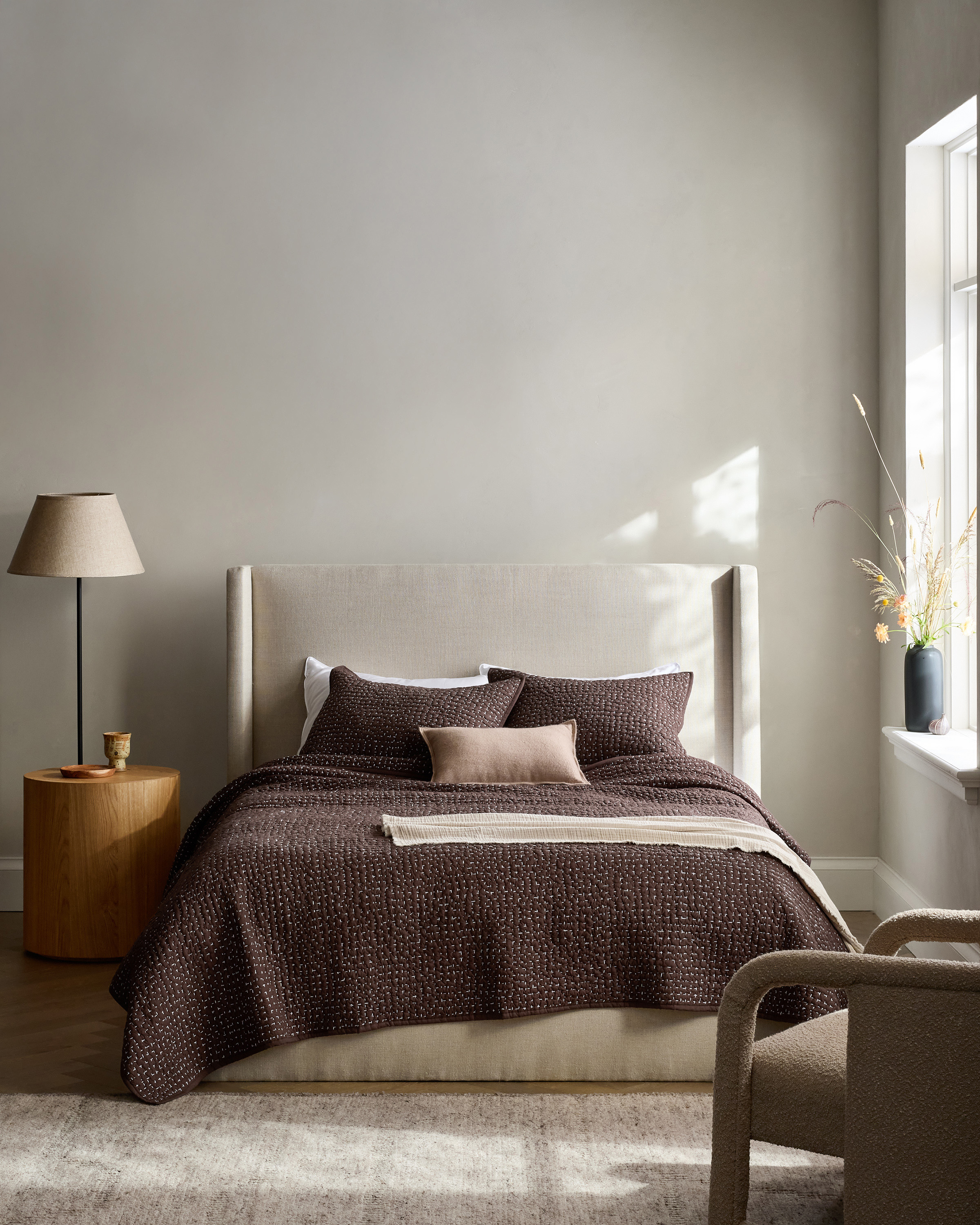Espresso Organic Cotton Hand Stitched Quilt Set