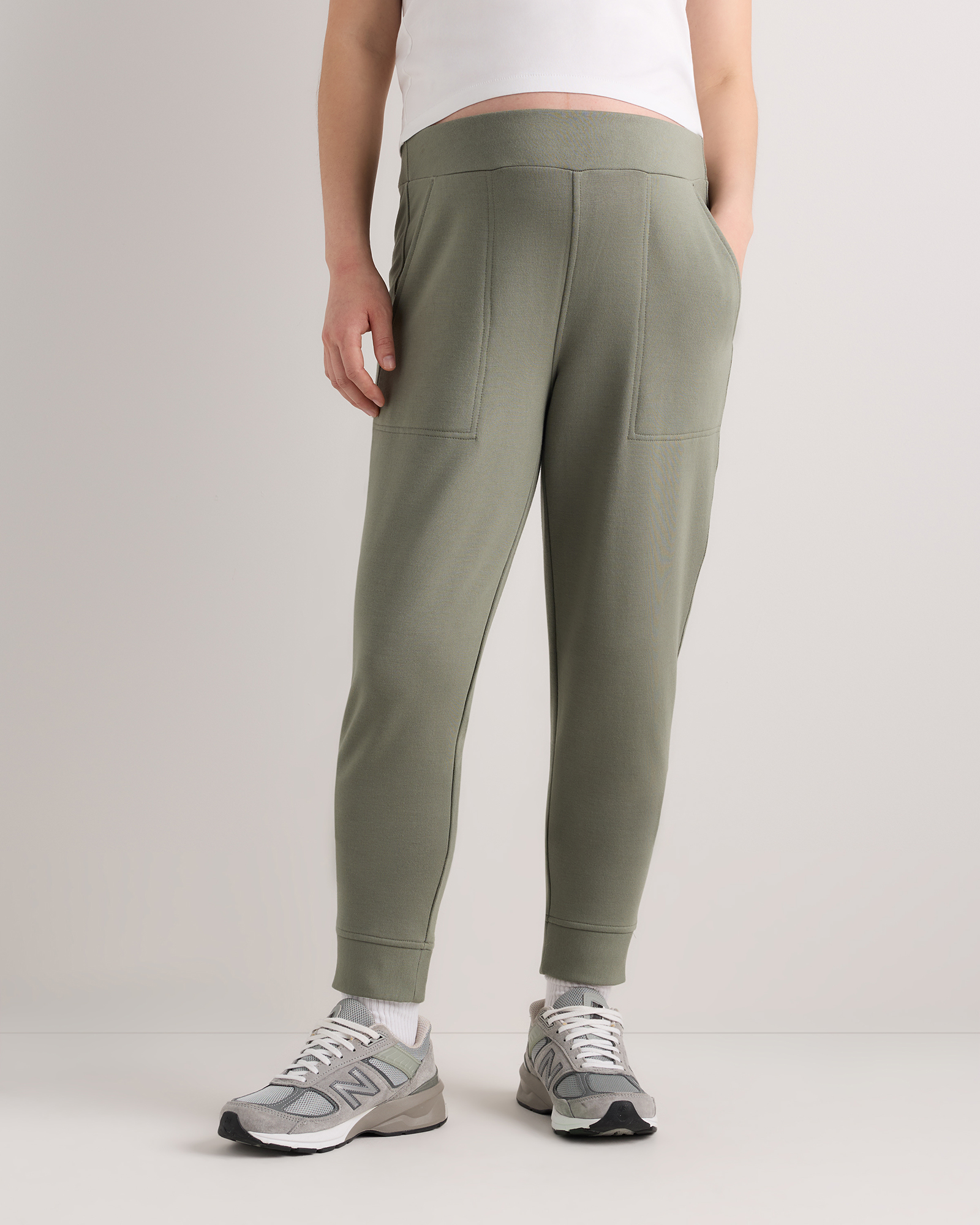 Smoked Thyme Green SuperSoft Fleece Maternity Joggers