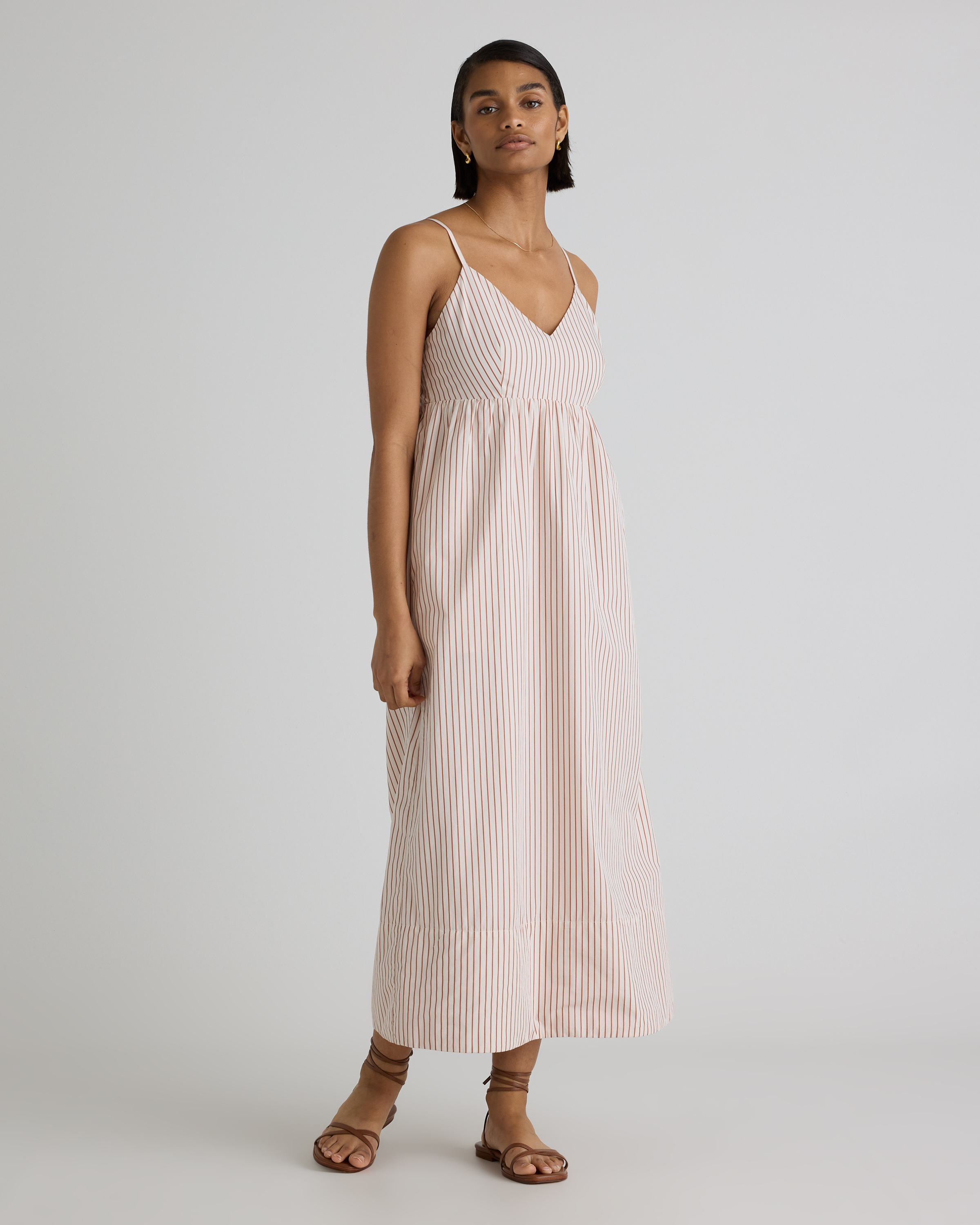 Terracotta Stripe 100% Organic Cotton Sleeveless Maxi Dress