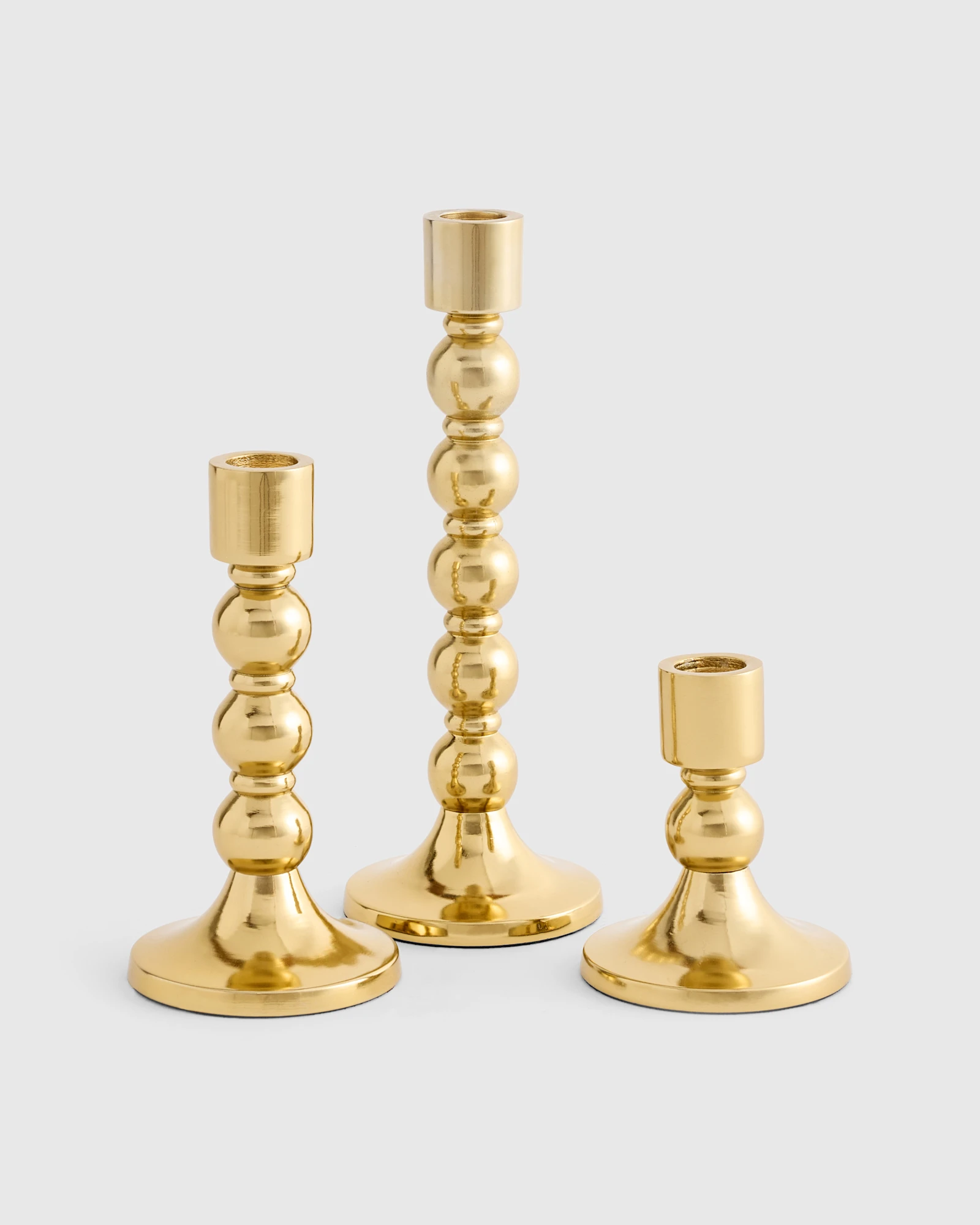 Candlestick Holders - Antique Brass Finish (Set of 3) in Brass