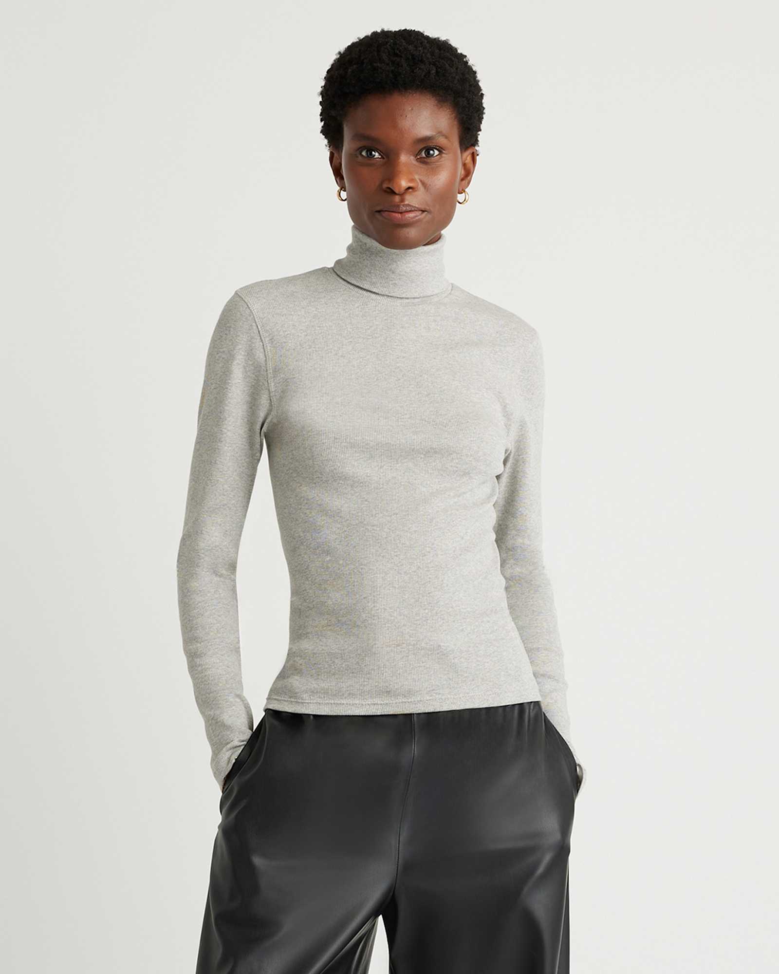 Micro Rib Textile Organic Cotton Micro-Rib Turtleneck