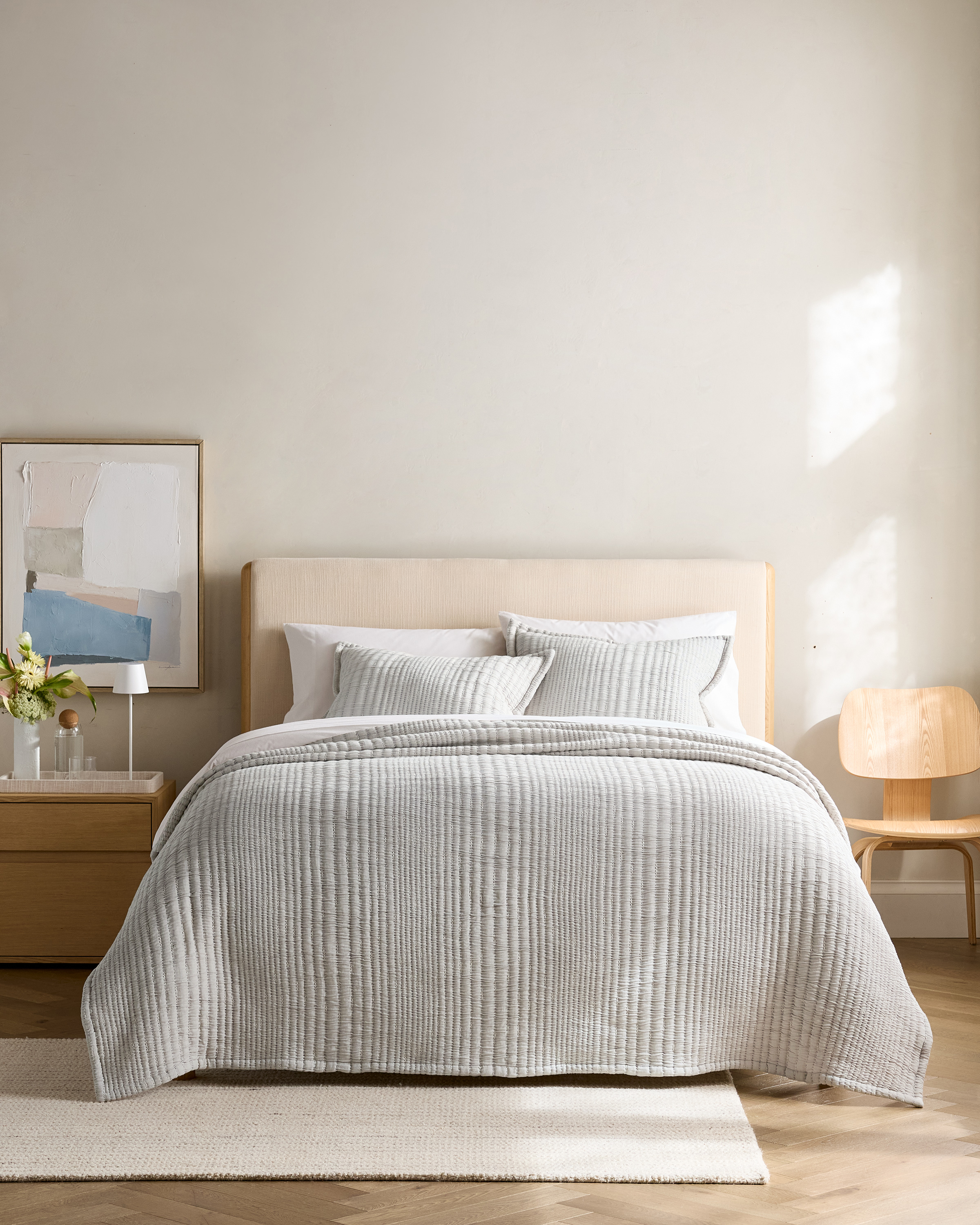 Cloud Organic Cotton Channel Stitch Coverlet Set