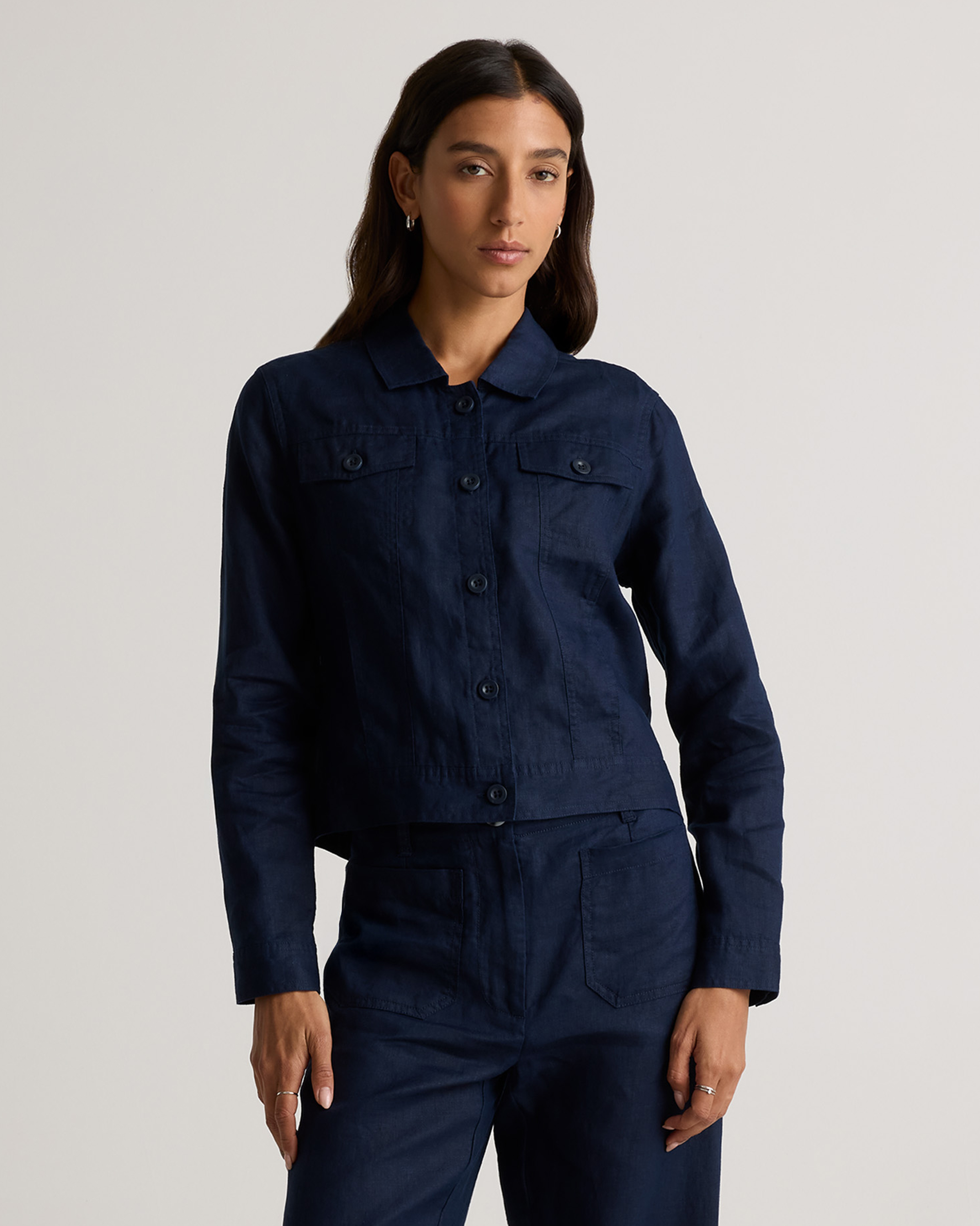 Deep Navy 100% European Linen Jacket