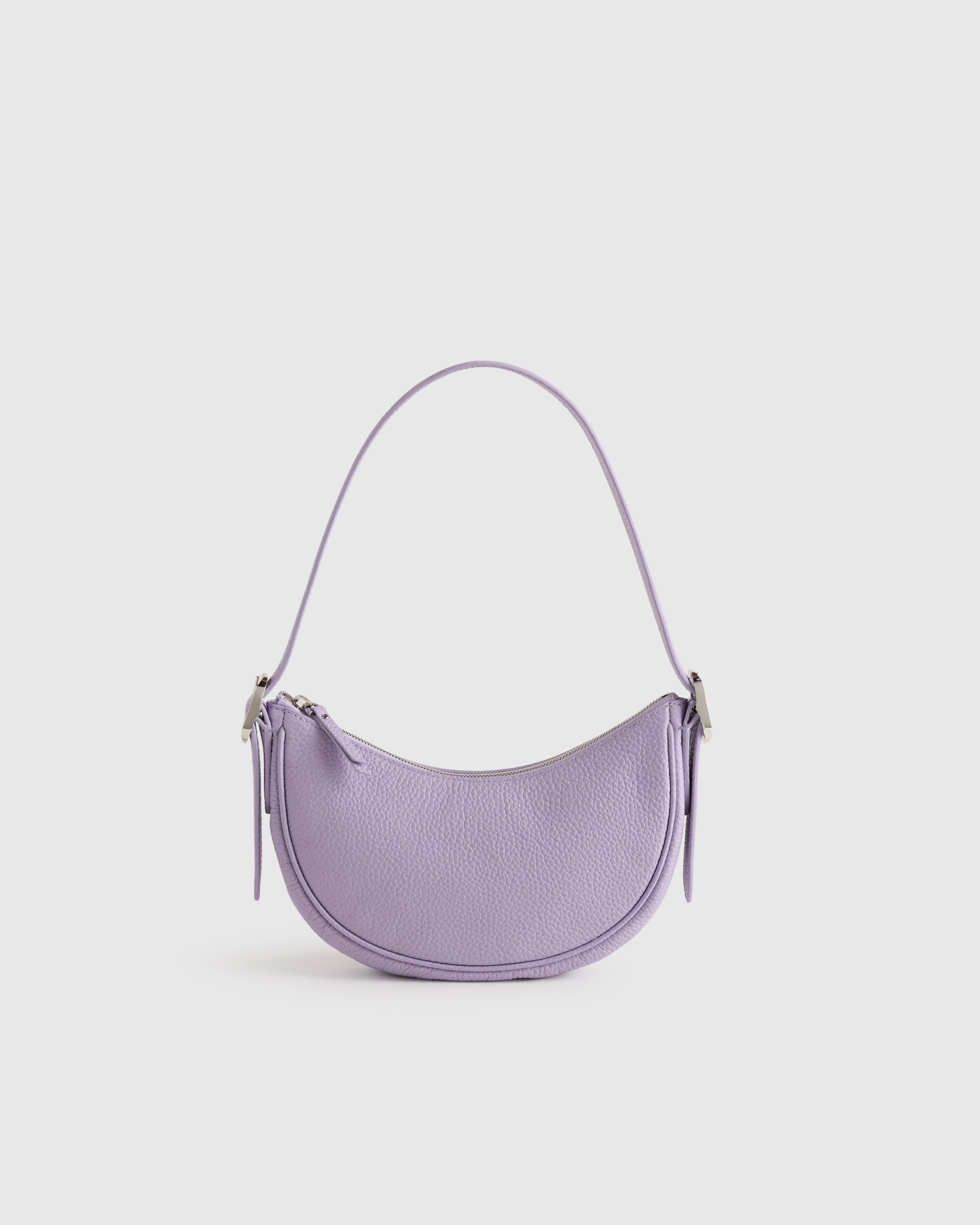 Pastel Lilac Italian Leather Mini Crescent Shoulder Bag