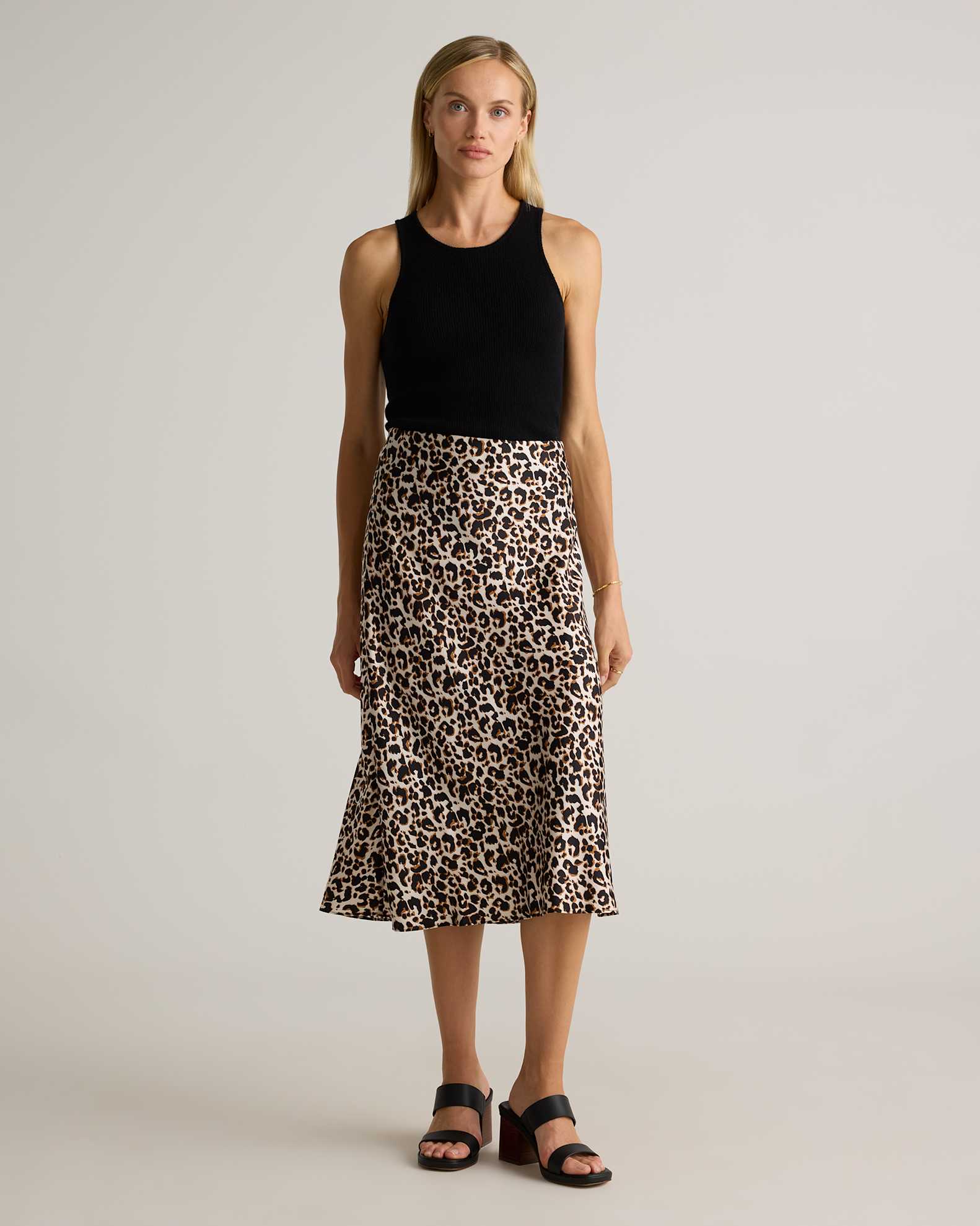 100% Washable Silk Skirt Quince in Leopard