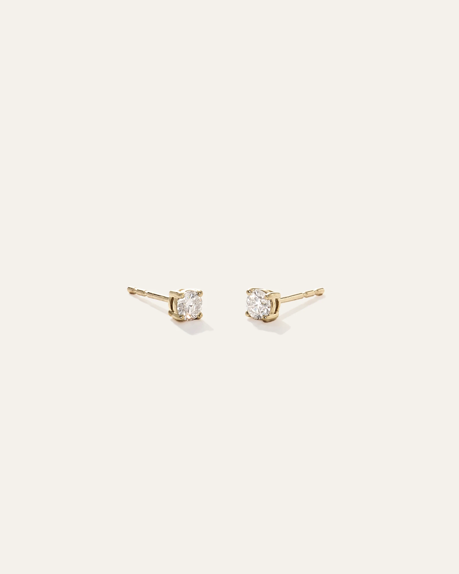 14k Gold Natural Diamond Solitaire Studs