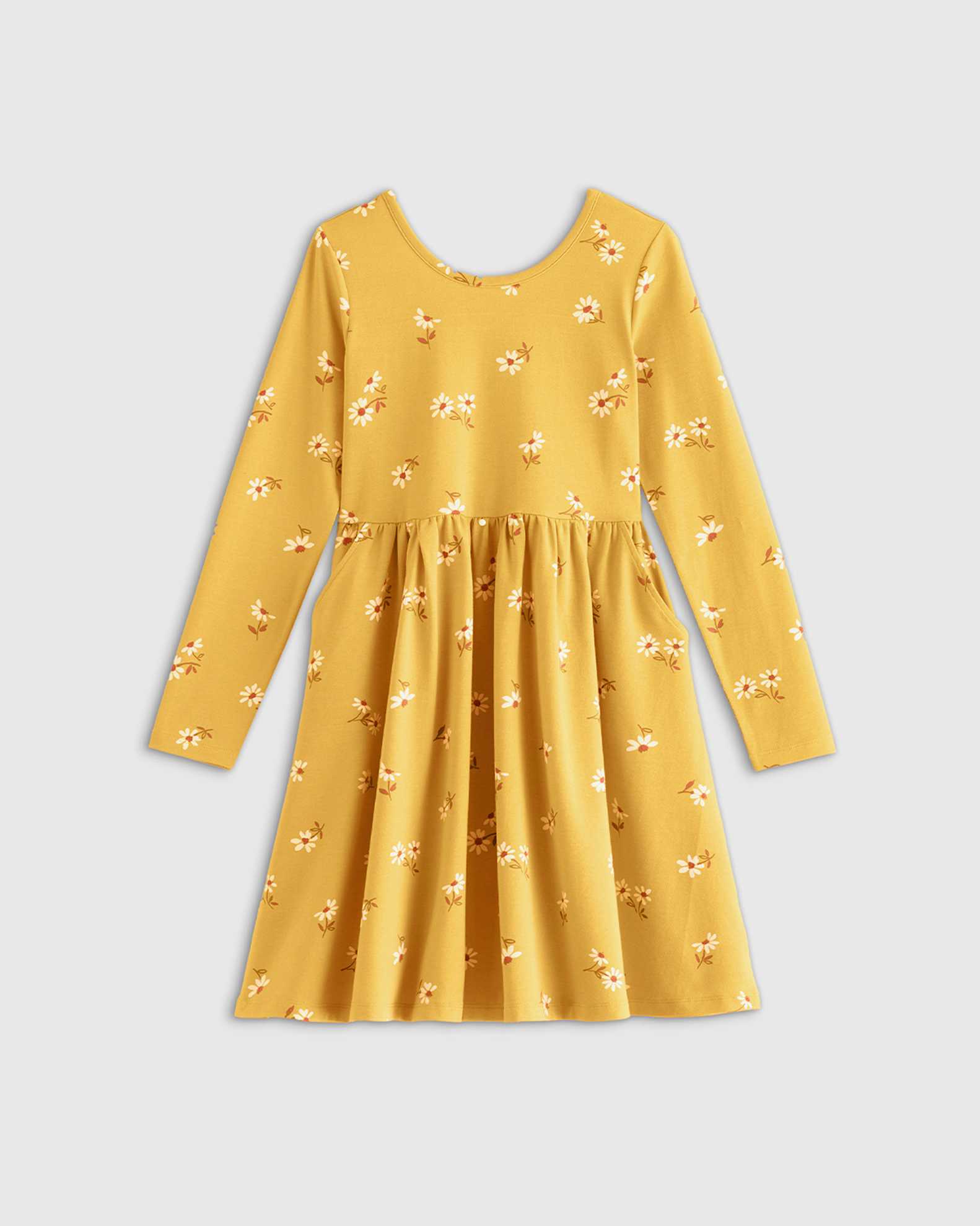 yellow long sleeve skater dress Meresysid Toddler Kids Girls Long Sleeve Stretchy Dress A Line Twirly Skater School Recital Dress Yellow, Girl's, Size: 5-6 Years