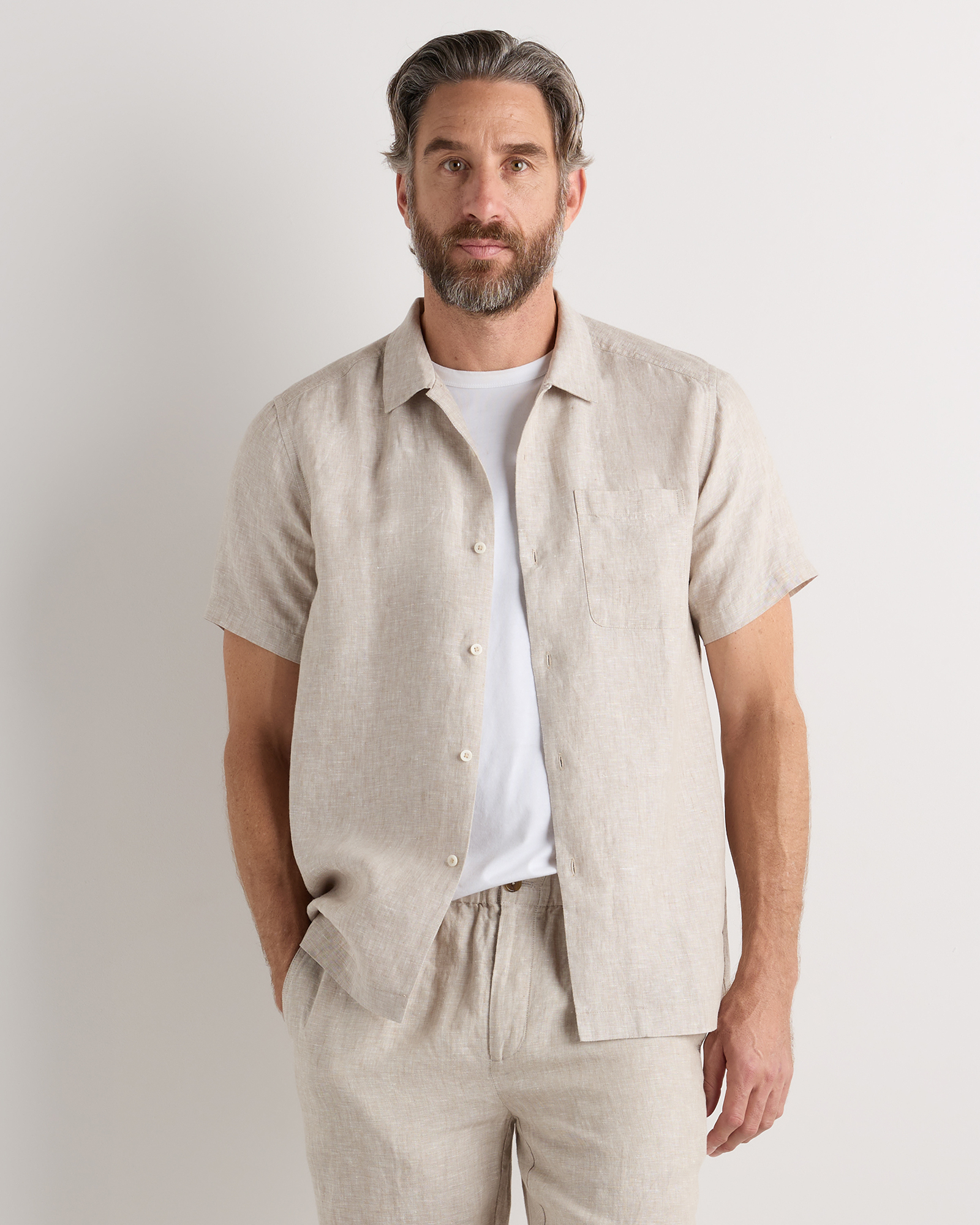 Quince Men's 100% European Linen Camp Shirt In Brown