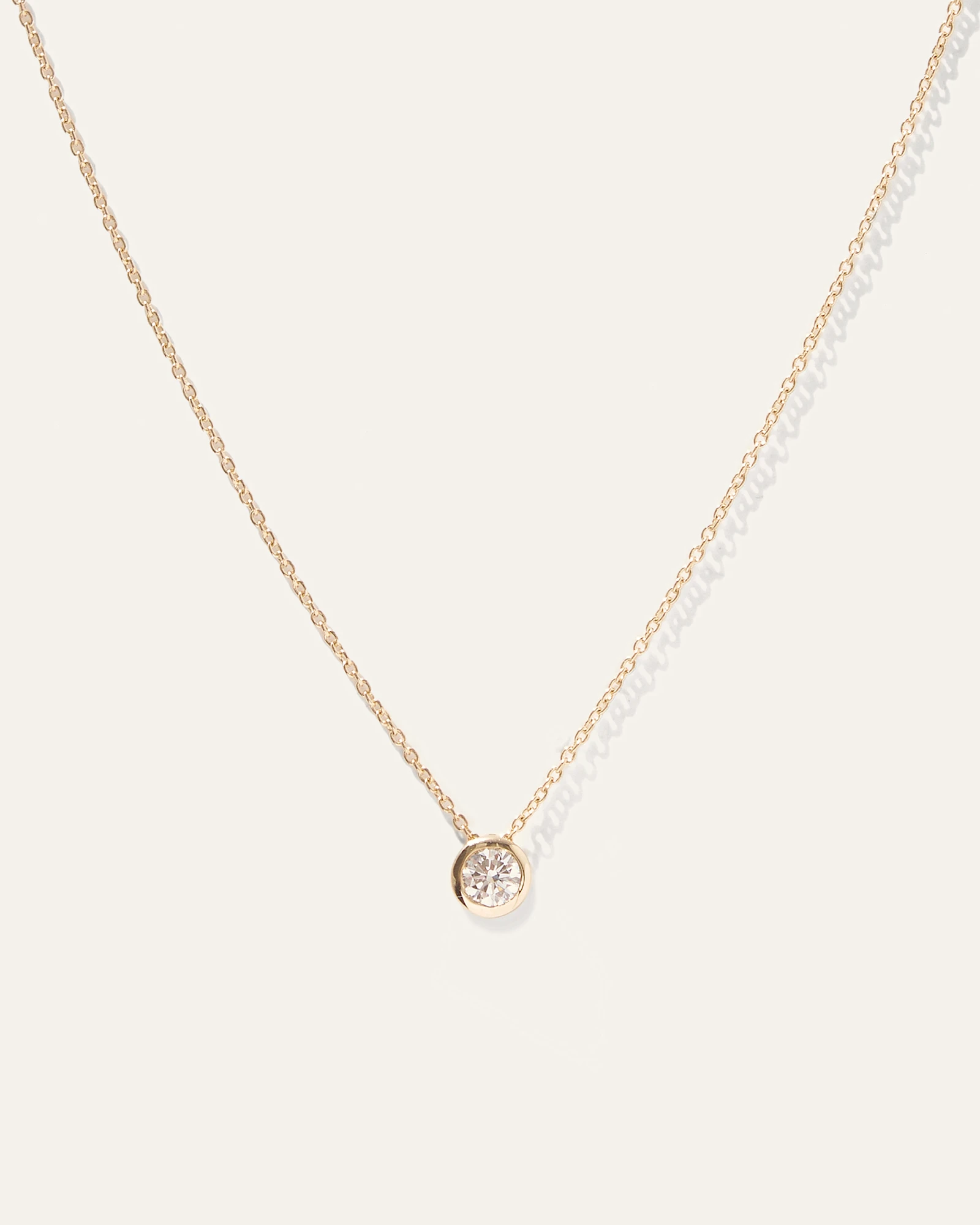 14K Gold Diamond Large Diamond Bezel Necklace