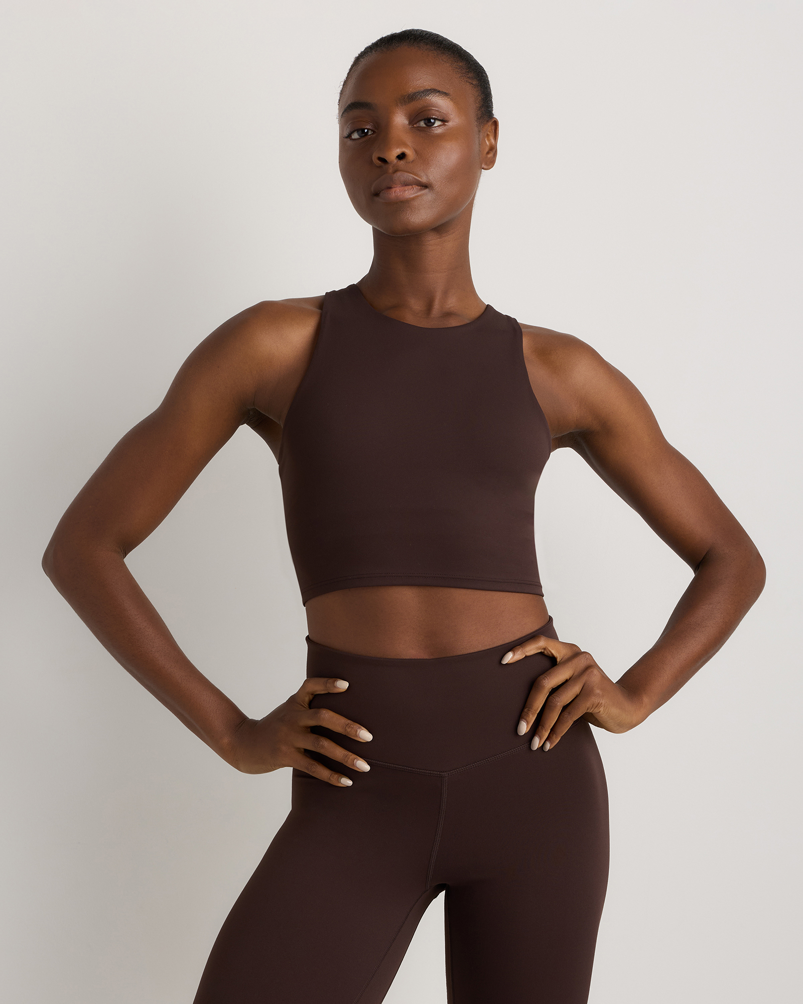Espresso Ultra-Form High-Neck Cropped Tank