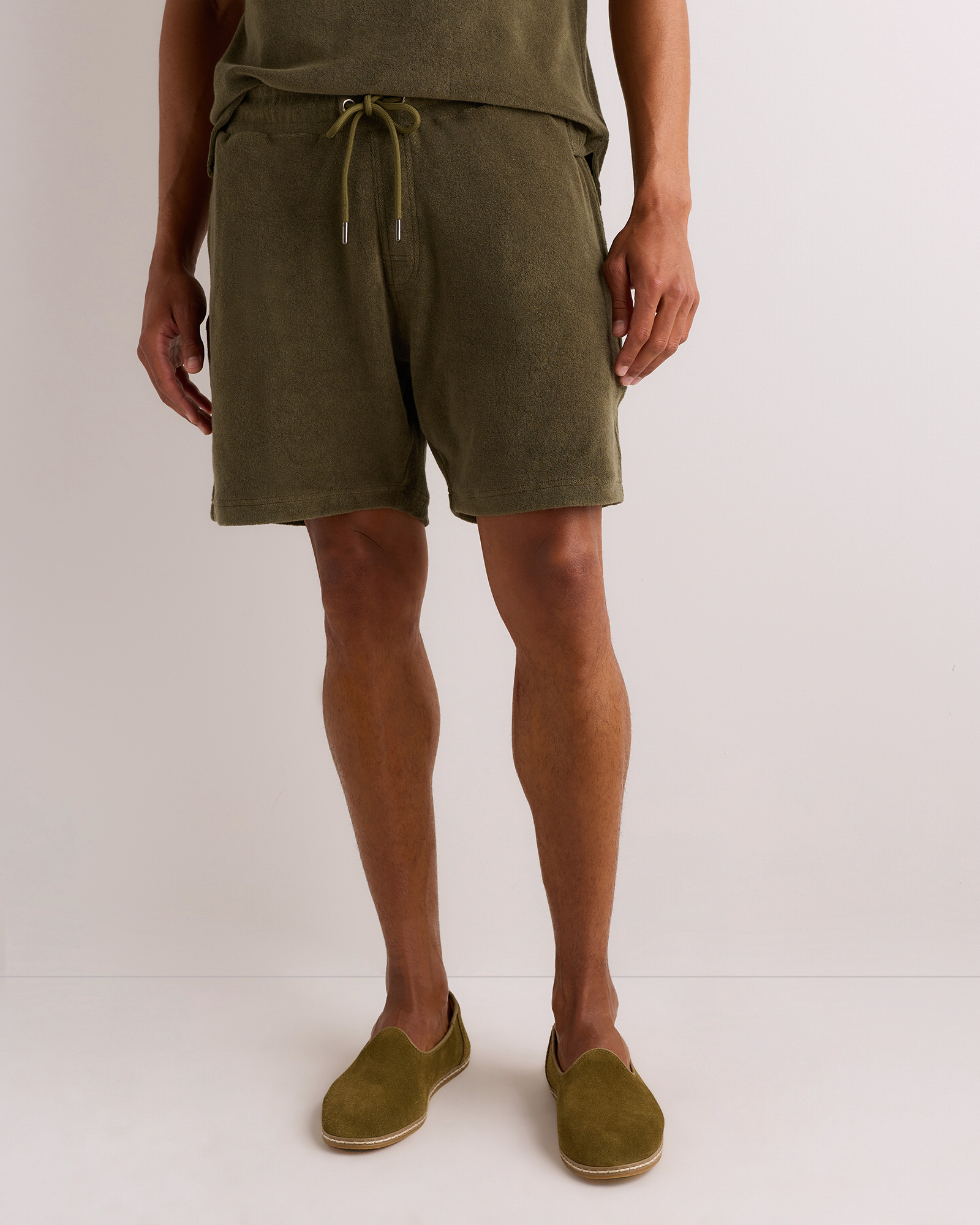 Bayberry Olive Short en tissu éponge 100 % coton biologique - 6,5 po