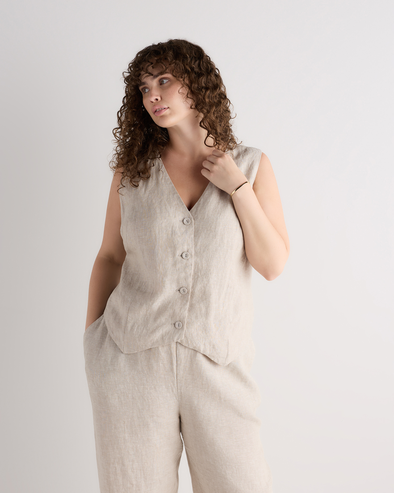 Women's Plus Size 100% European Linen Vest
