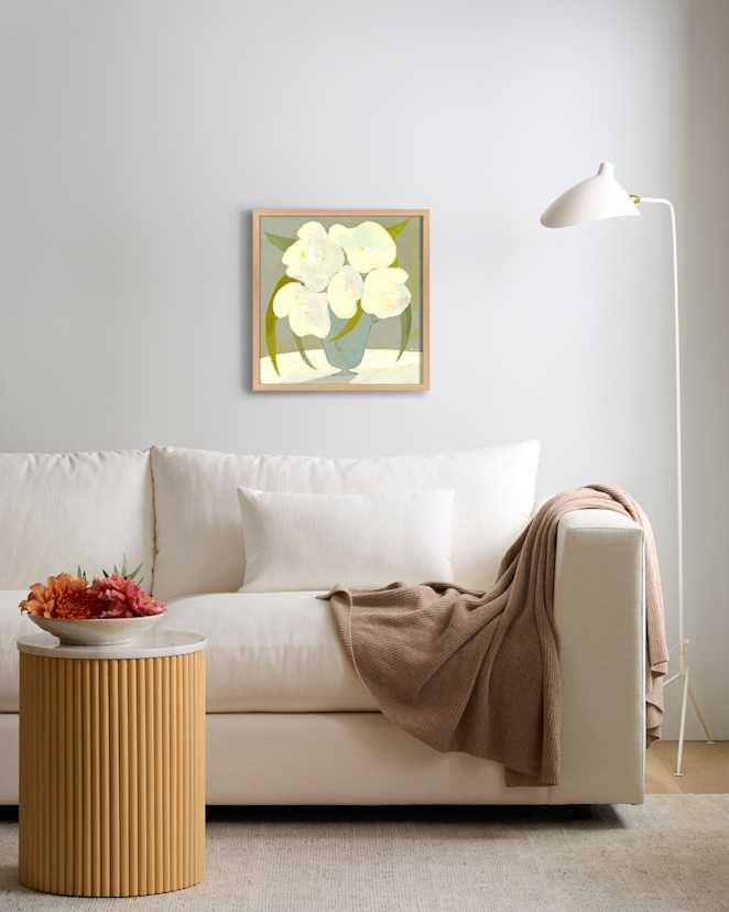Vase with White Flowers by Marco Marella Oak 20x20