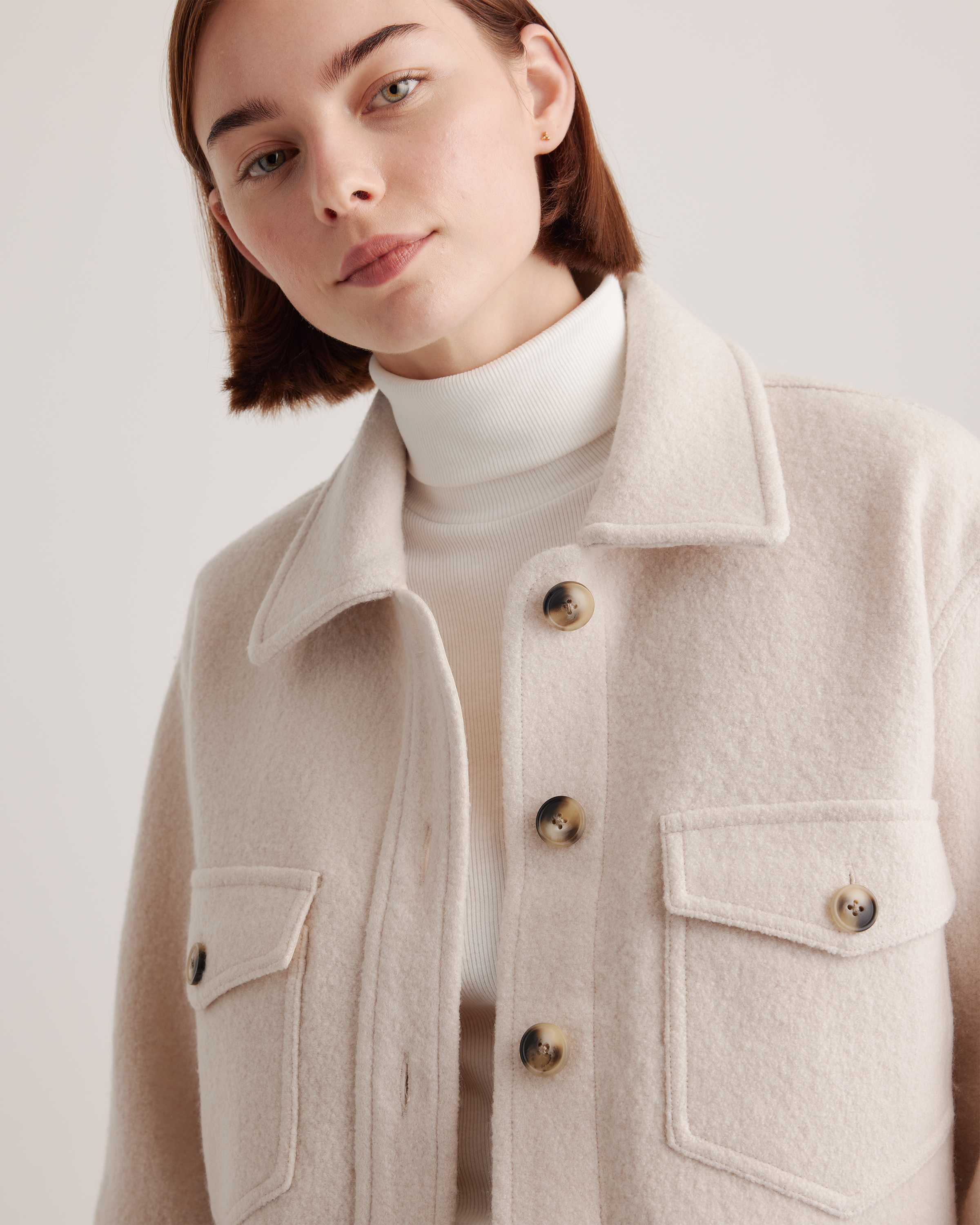 100% Merino Wool Cropped Shirt Jacket