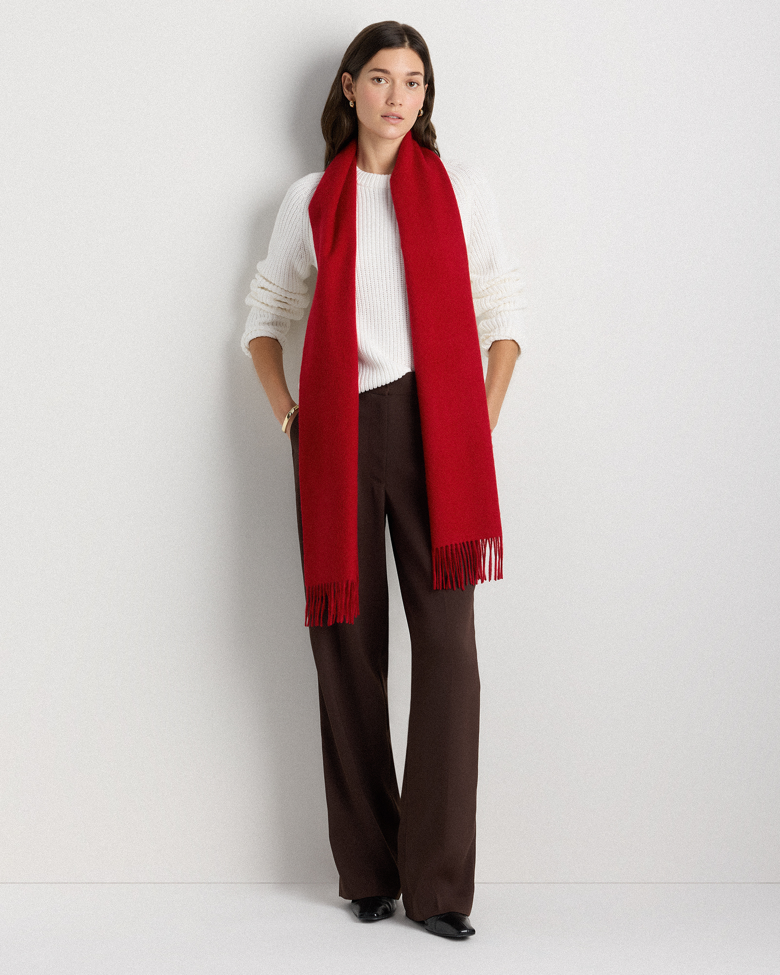 Mongolian Cashmere Woven Fringe Scarf