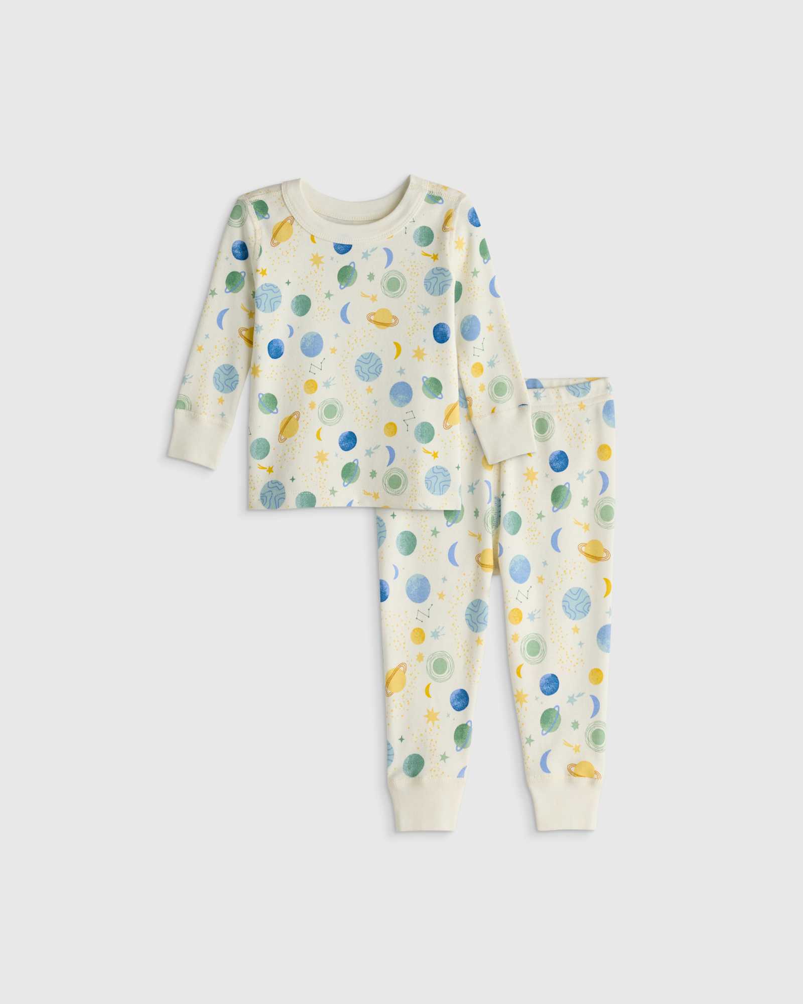 U--840 BABY 100 Organic Cotton Long Sleeve and Pant Pajama Set Celestial Dreams Cream 14430 CROPPED SET