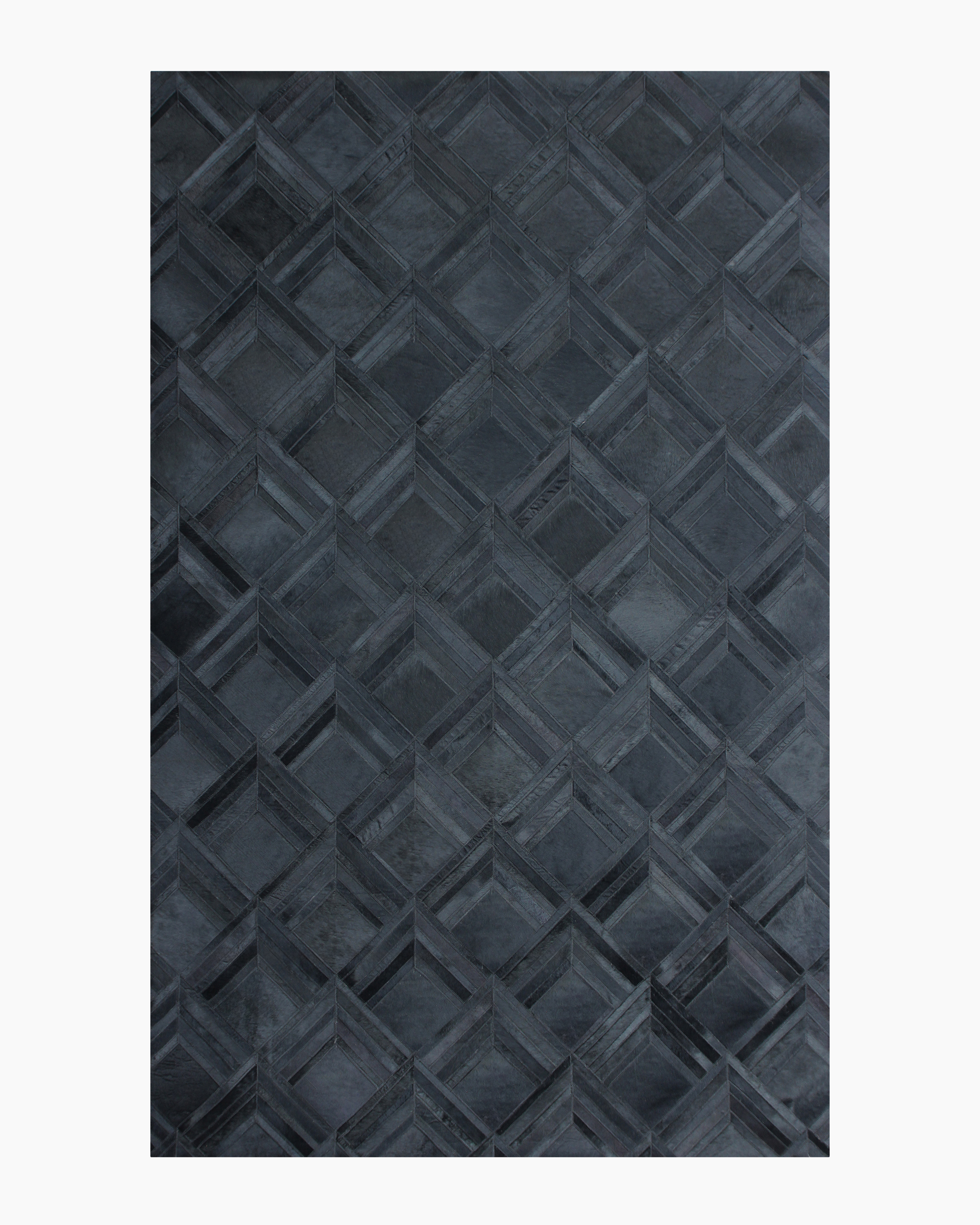 Black Blocks Hair on Hide Rug