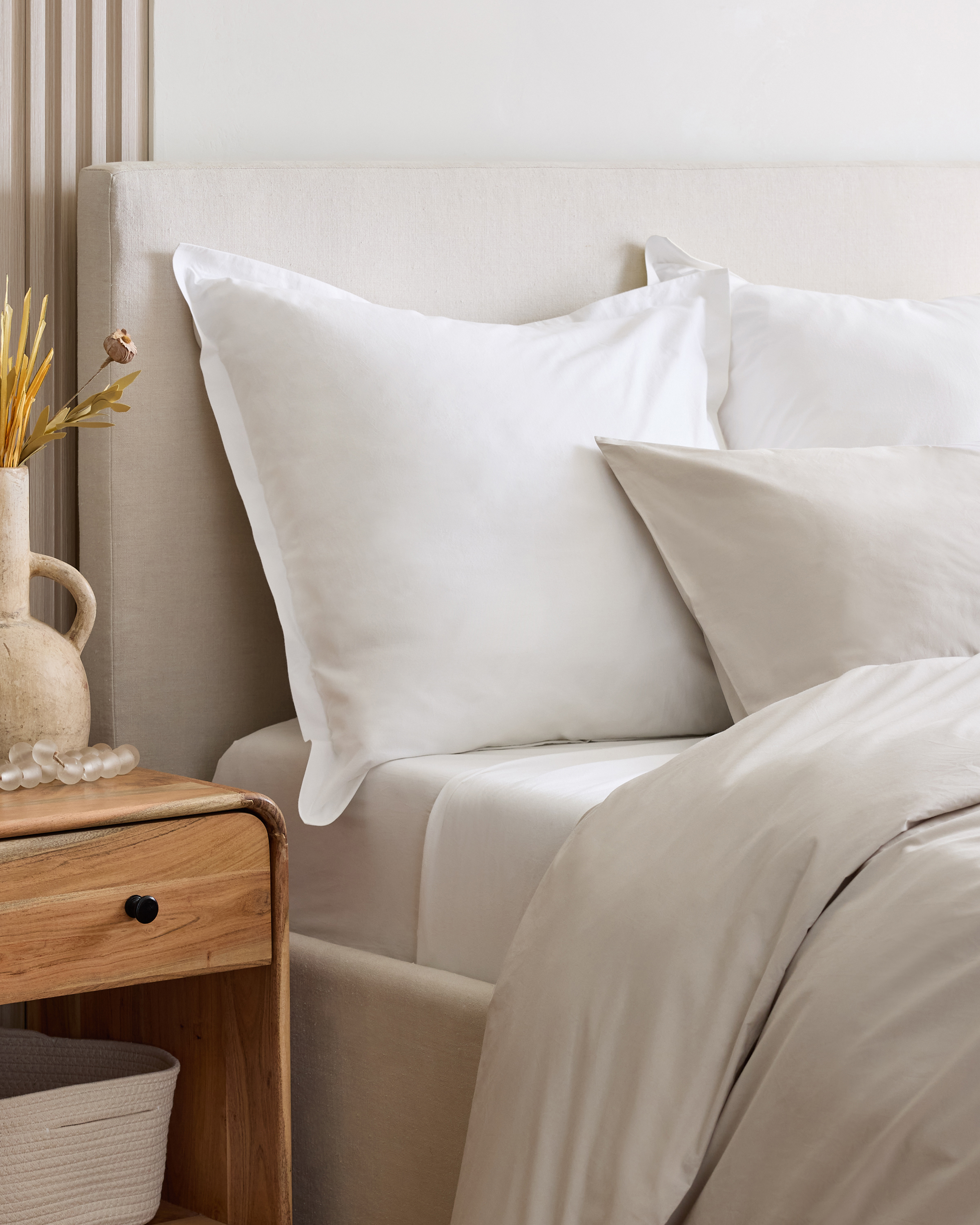 White Organic Brushed Cotton Euro Sham