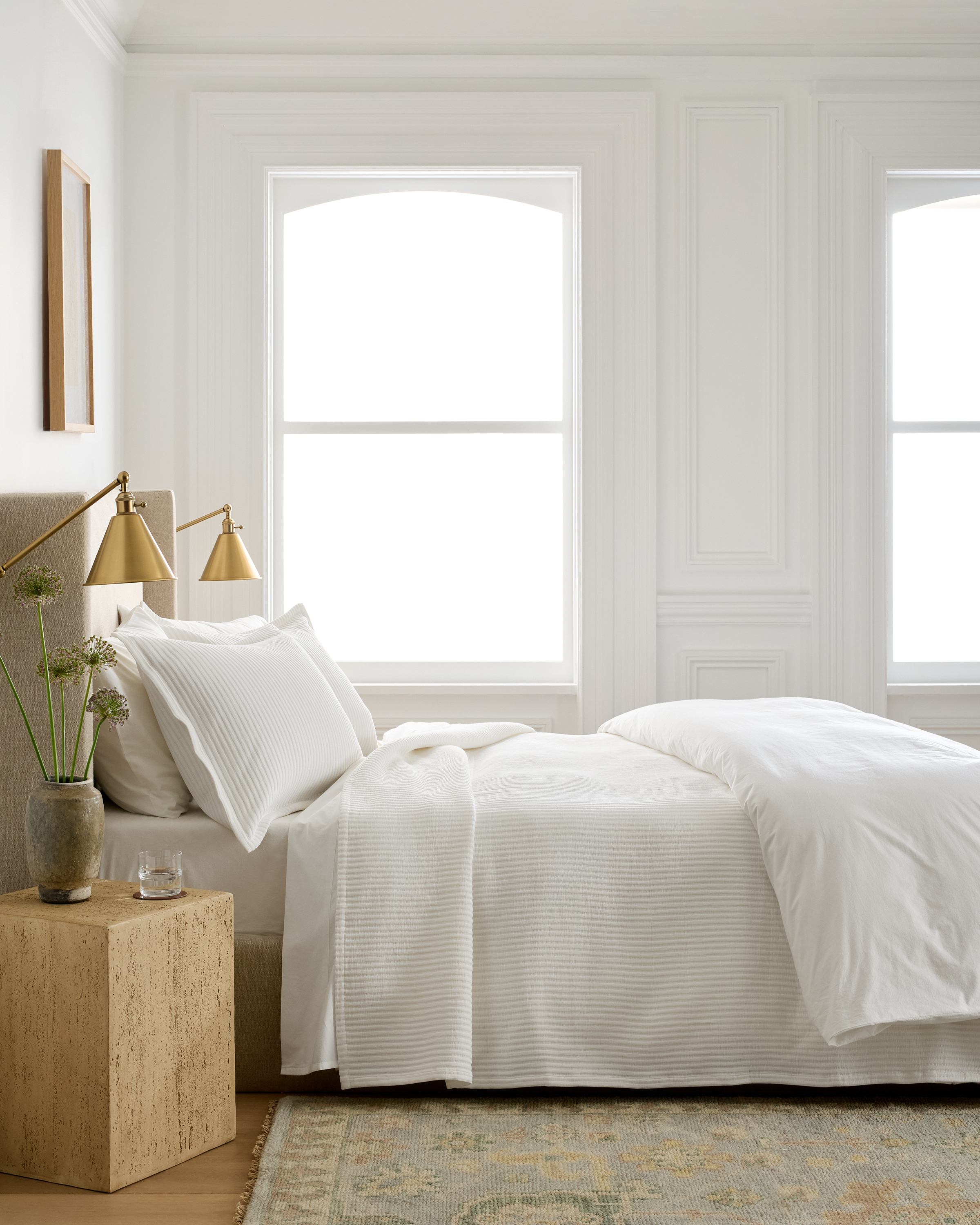 White Organic Cotton Matelasse Coverlet