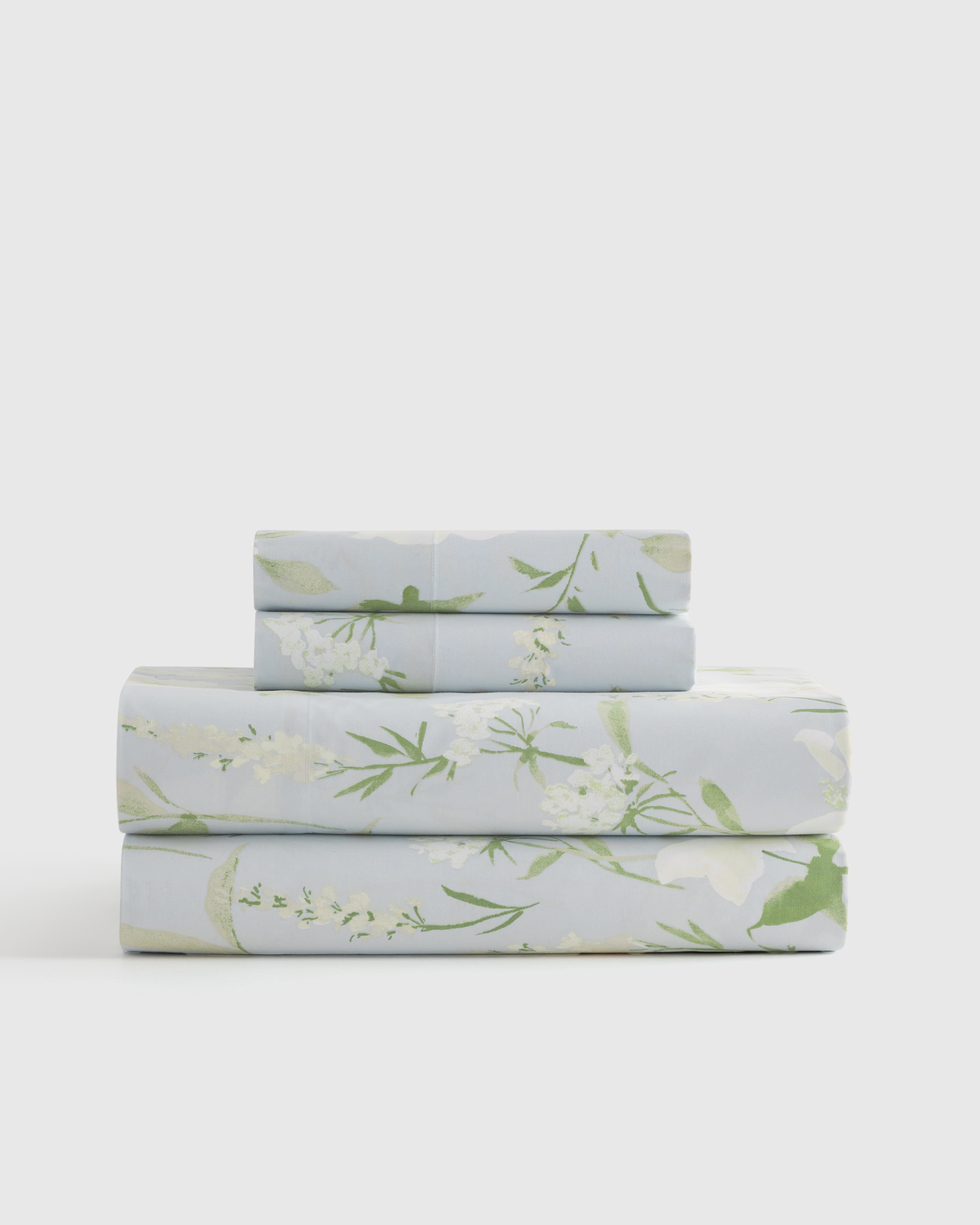 Blue Garden Organic Crisp Percale Floral Sheet Set