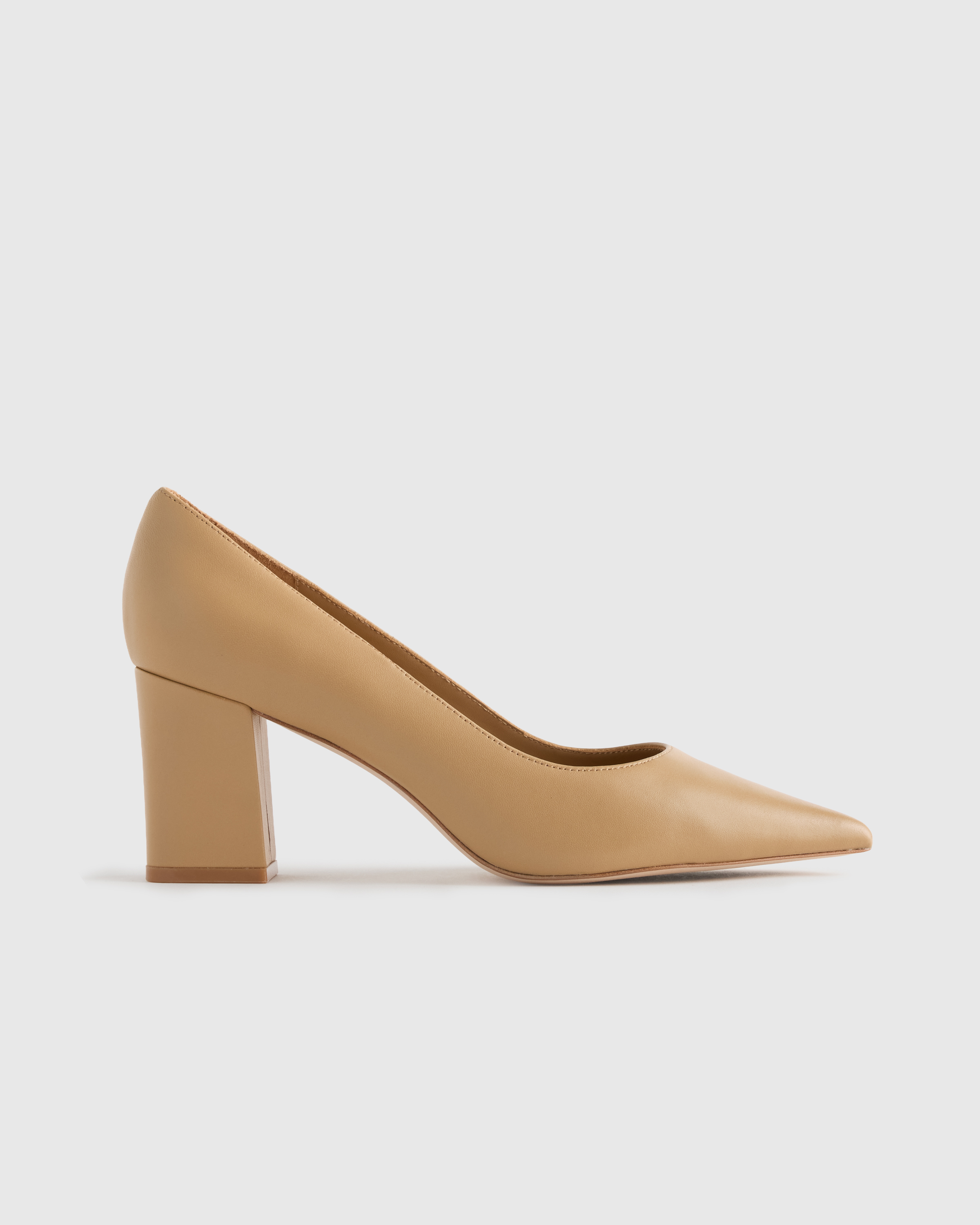 Cashew Italian Leather 65mm Block Heel Pump