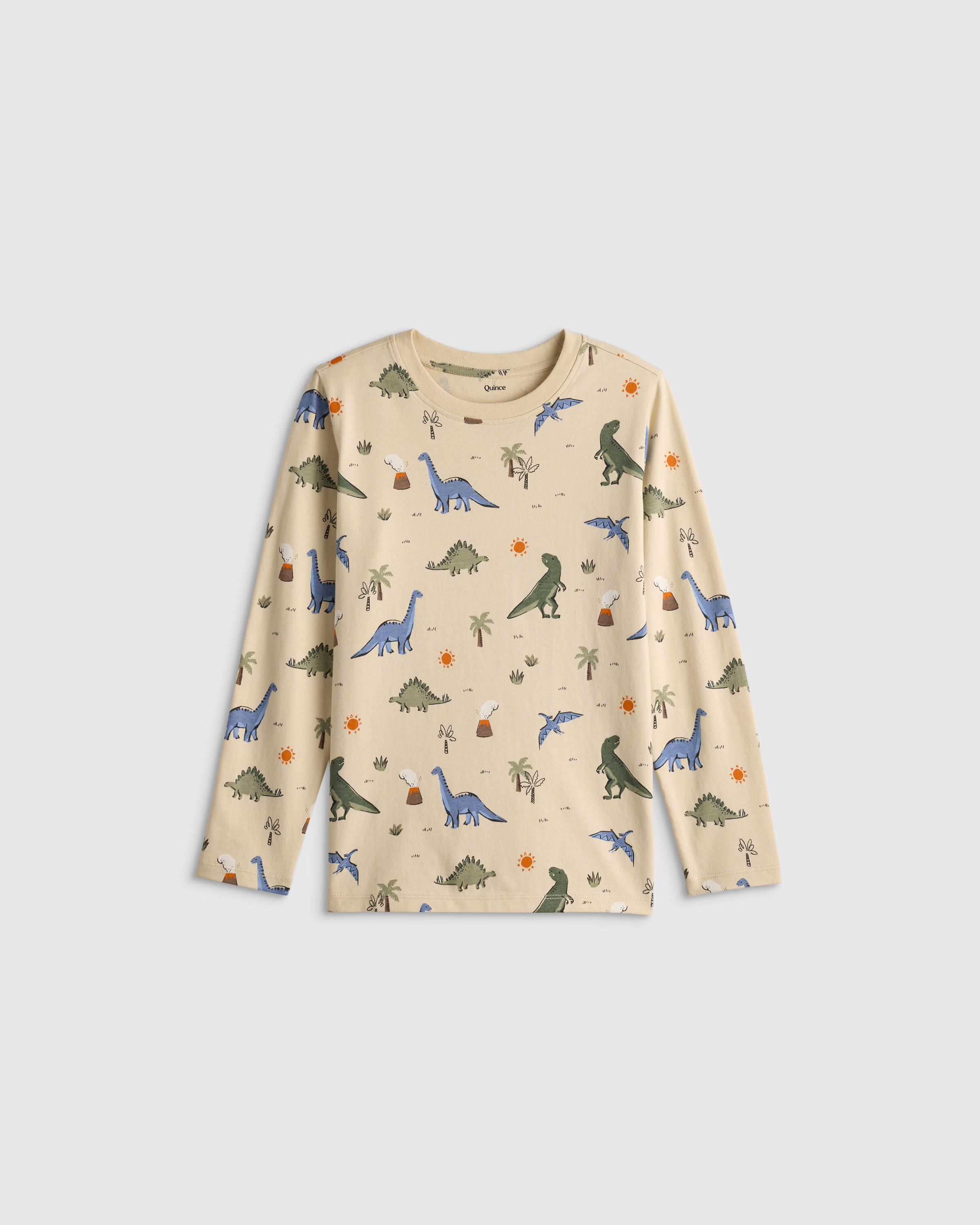 Dino Sketch 100% Organic Cotton Jersey Long Sleeve Tee 