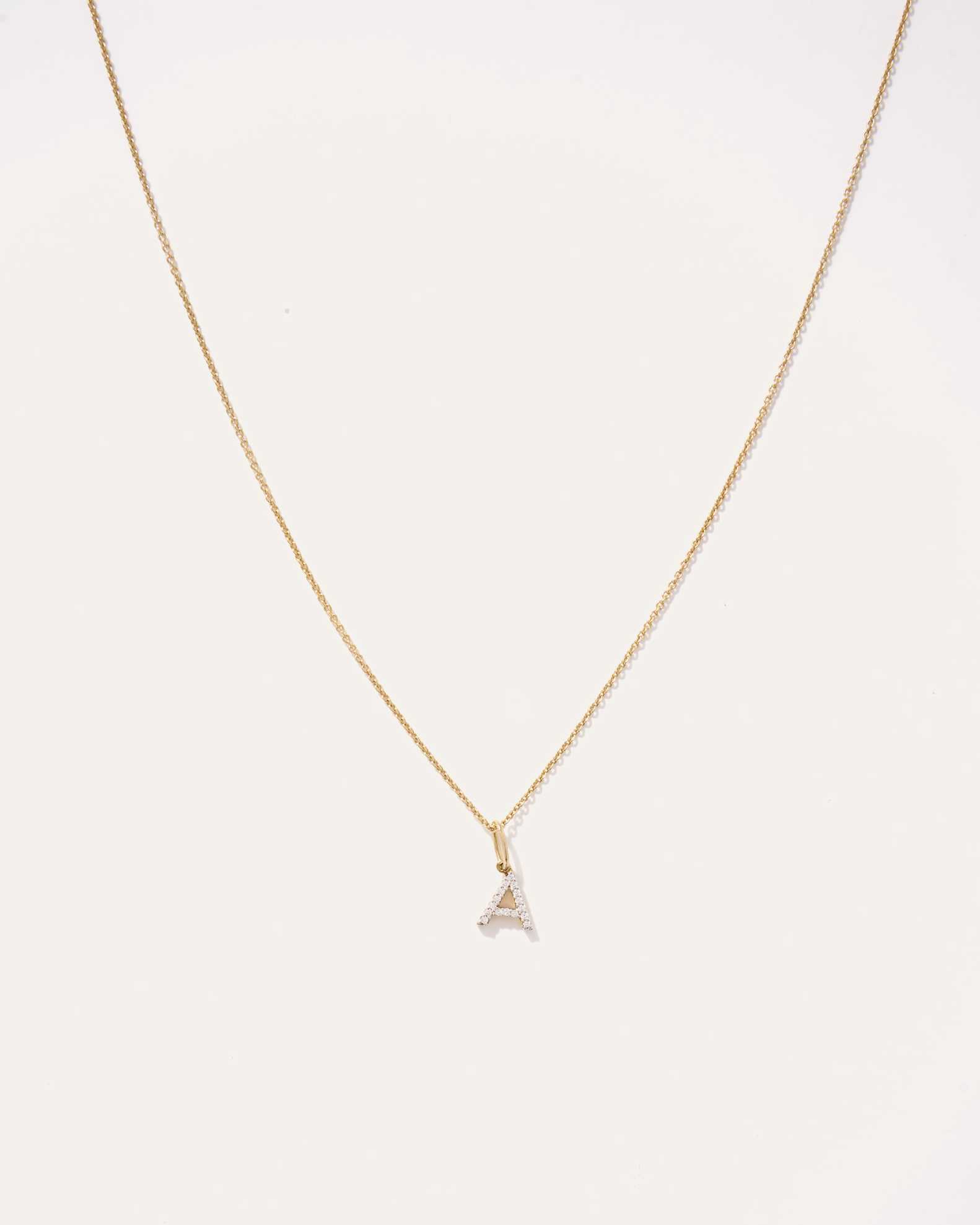 14K Gold Diamond Letter Pendant Necklace