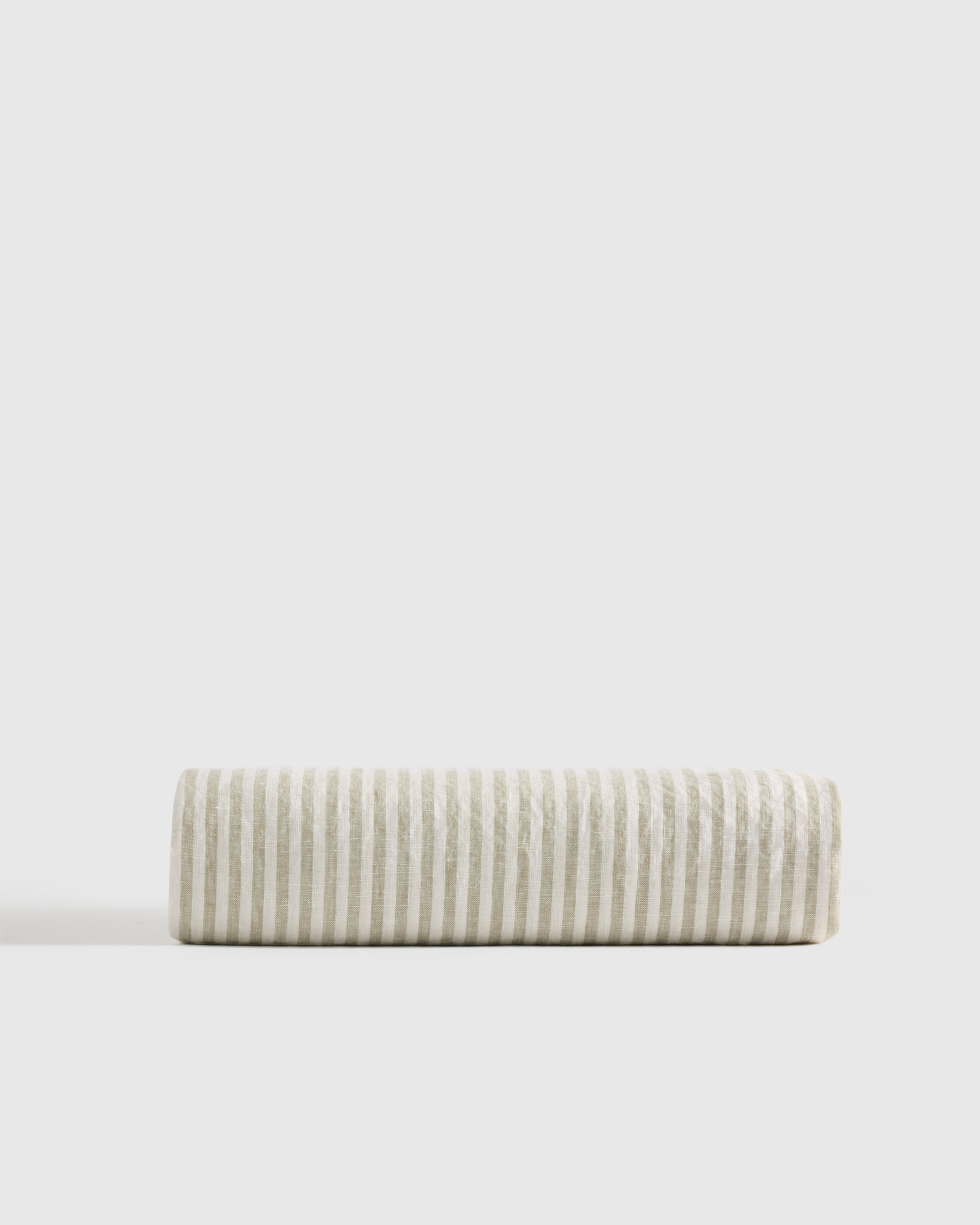 Willowleaf/White Stripe European Linen Stripe Flat Sheet