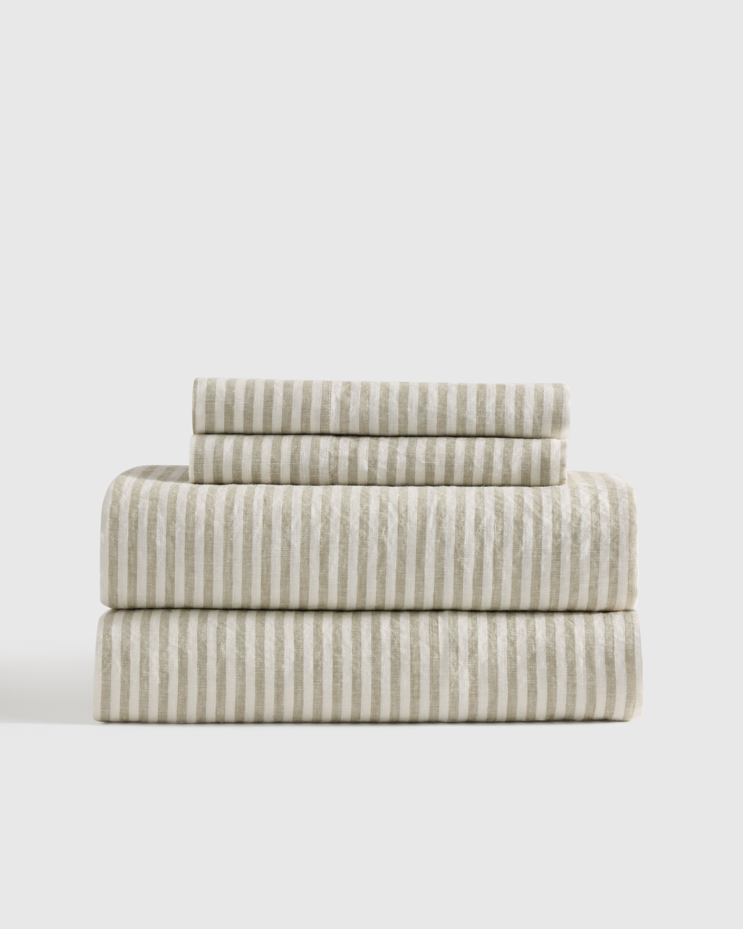 european linen sheet set, king, willowleaf/white stripe