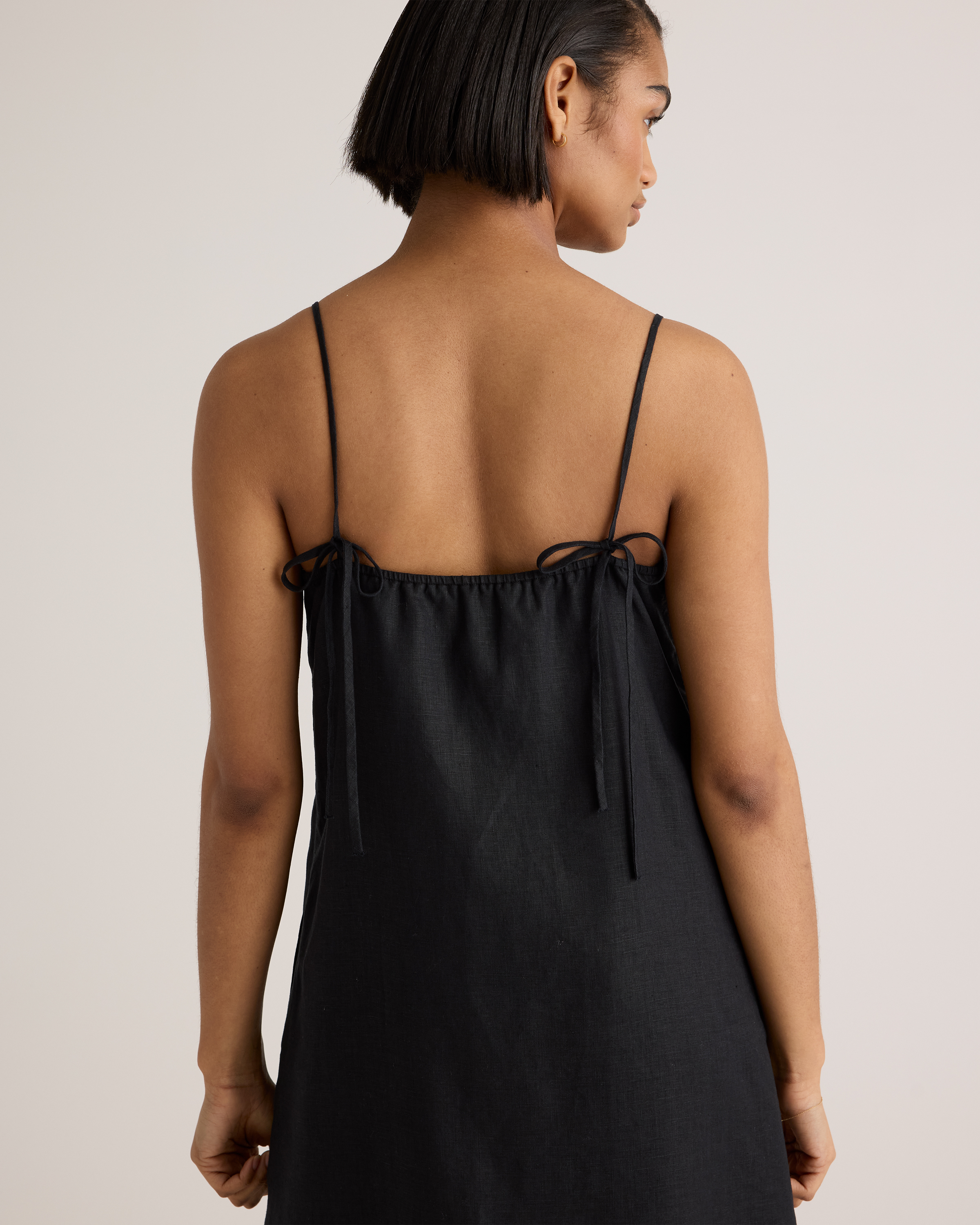 100% European Linen Spaghetti Strap Mini Dress