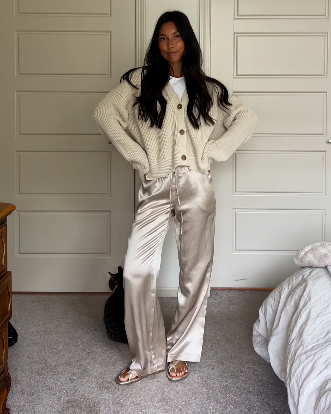 100% Washable Silk Drawstring Wide Leg Pants in Butter Yellow