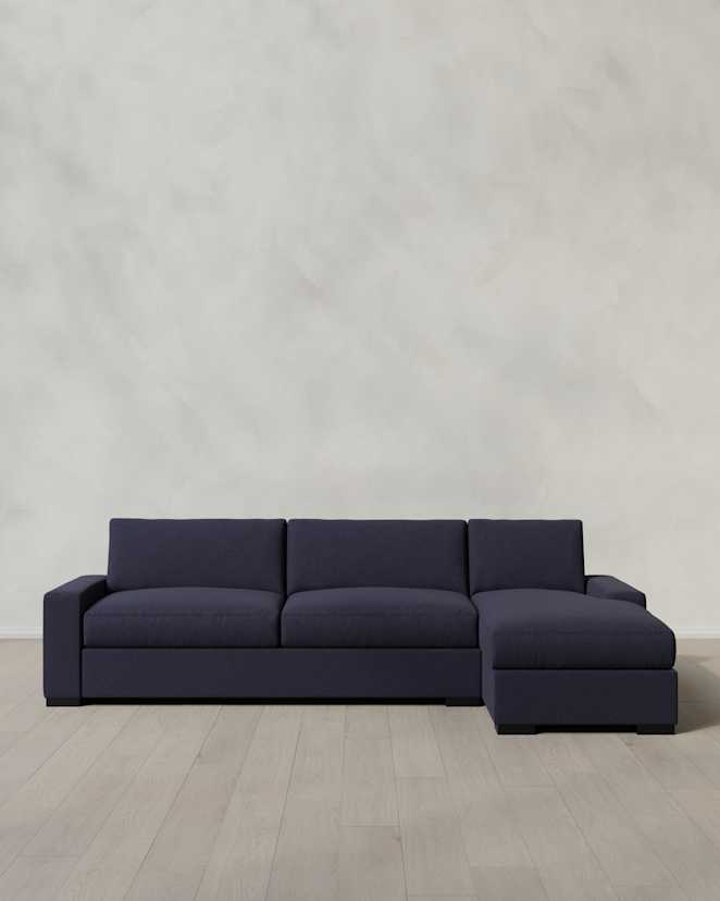 Stillman Chaise Sectional Right Arm Performance Basketweave Navy