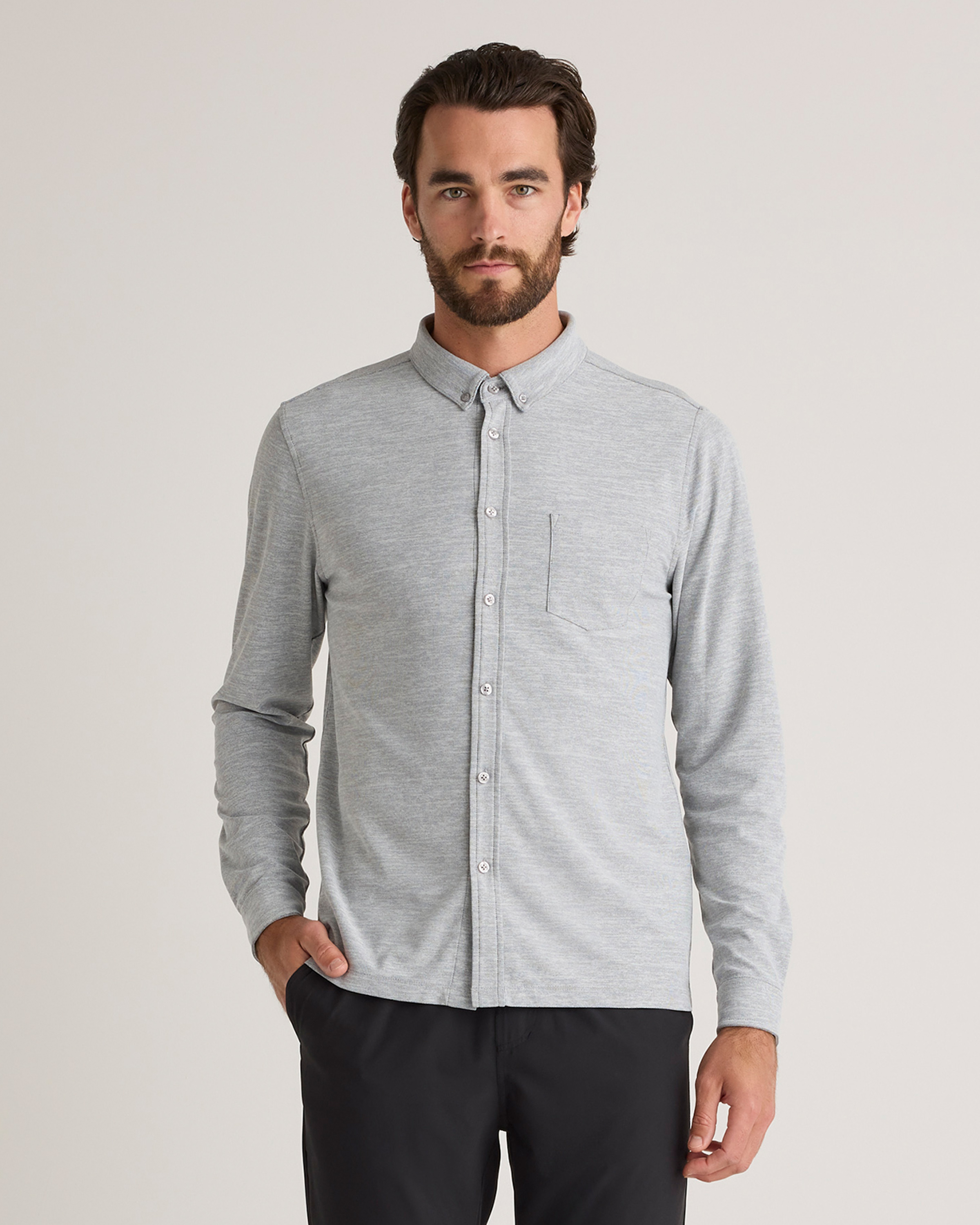 Light Grey ProPique Performance Button Down