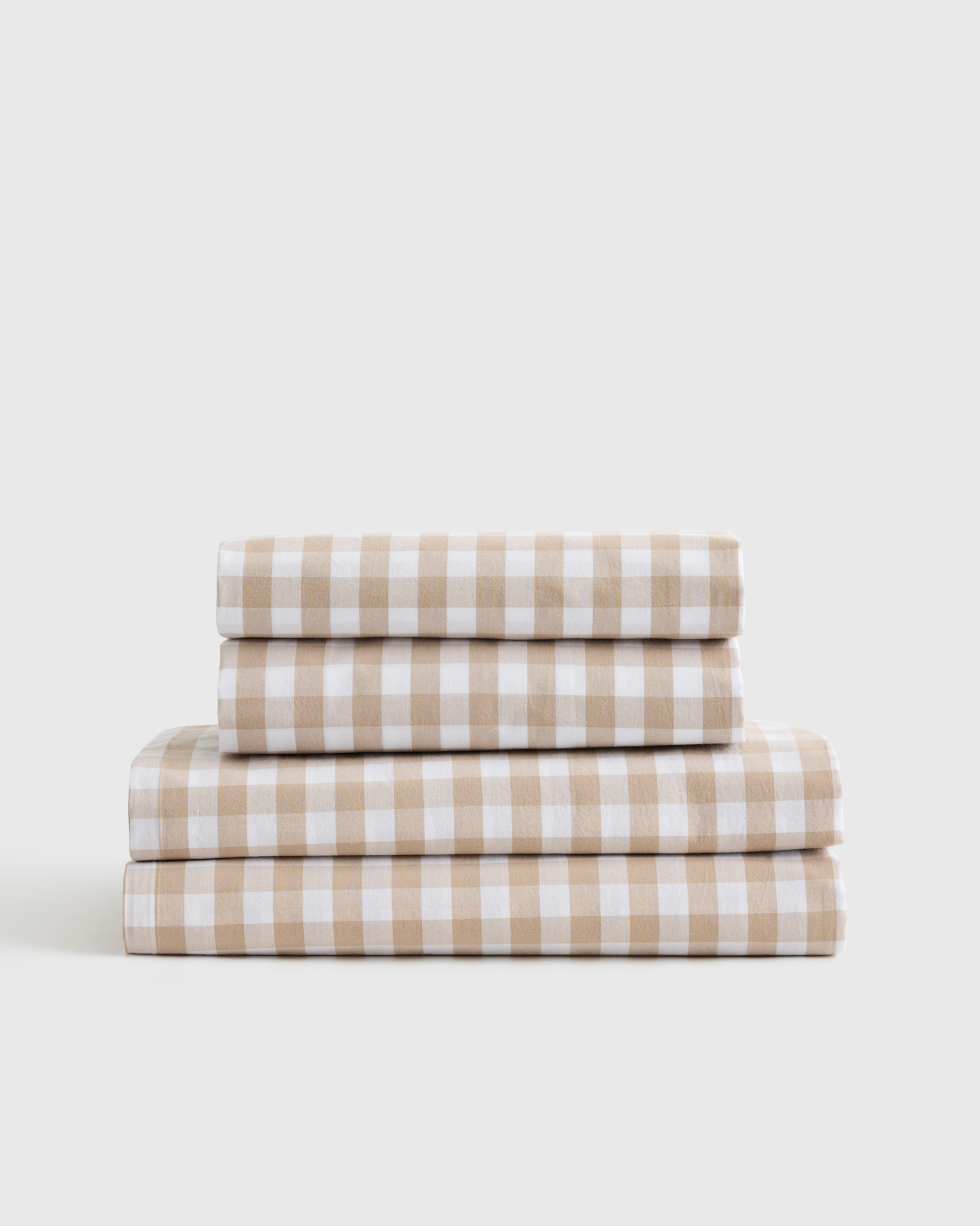 Classic Organic Percale Sheet Set - With Flat Sheet, Cafe Gingham