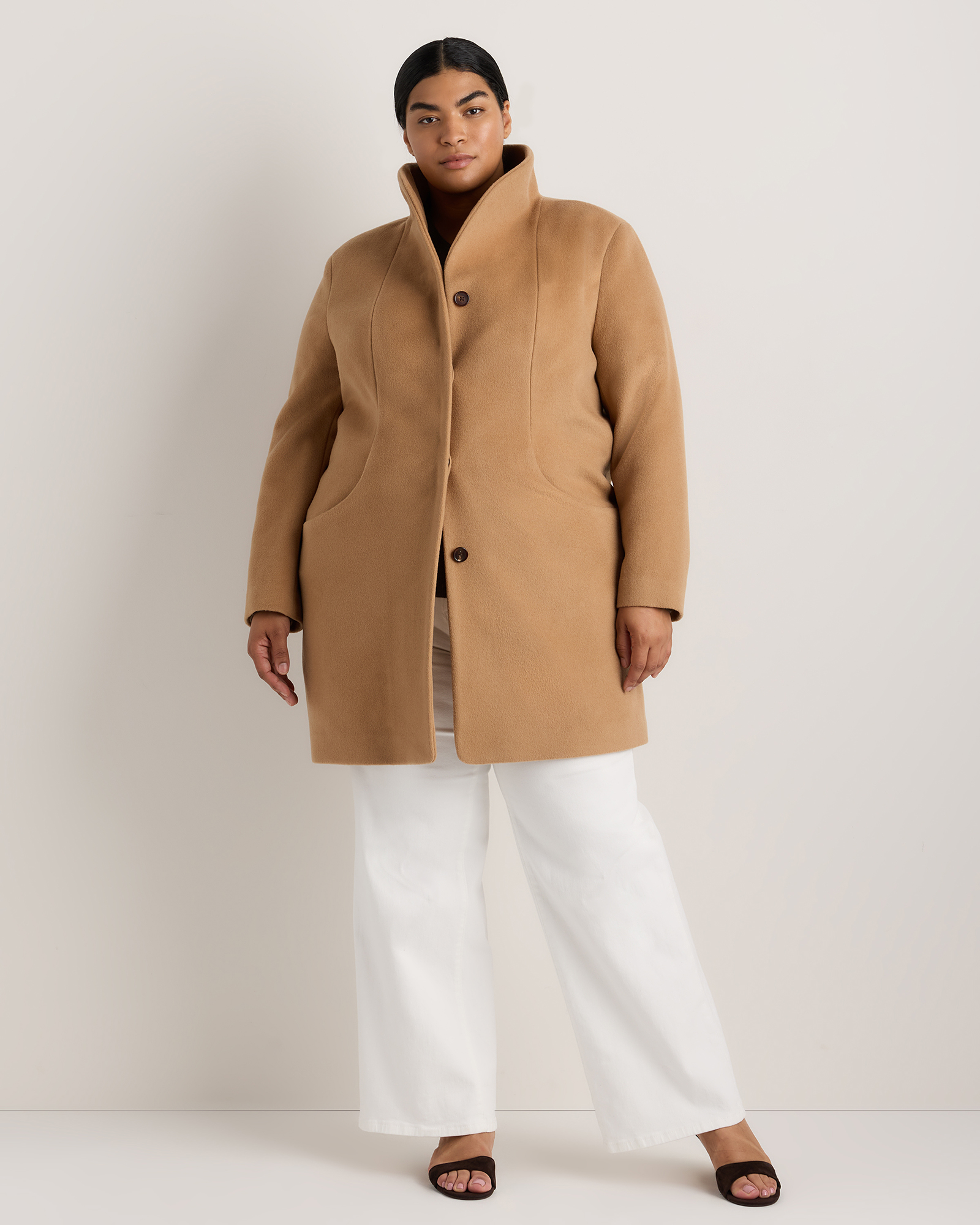Wool Cashmere Cocoon Coat - Plus Size in Caramel Wool Cashmere Cocoon Coat - Plus Size in Caramel
