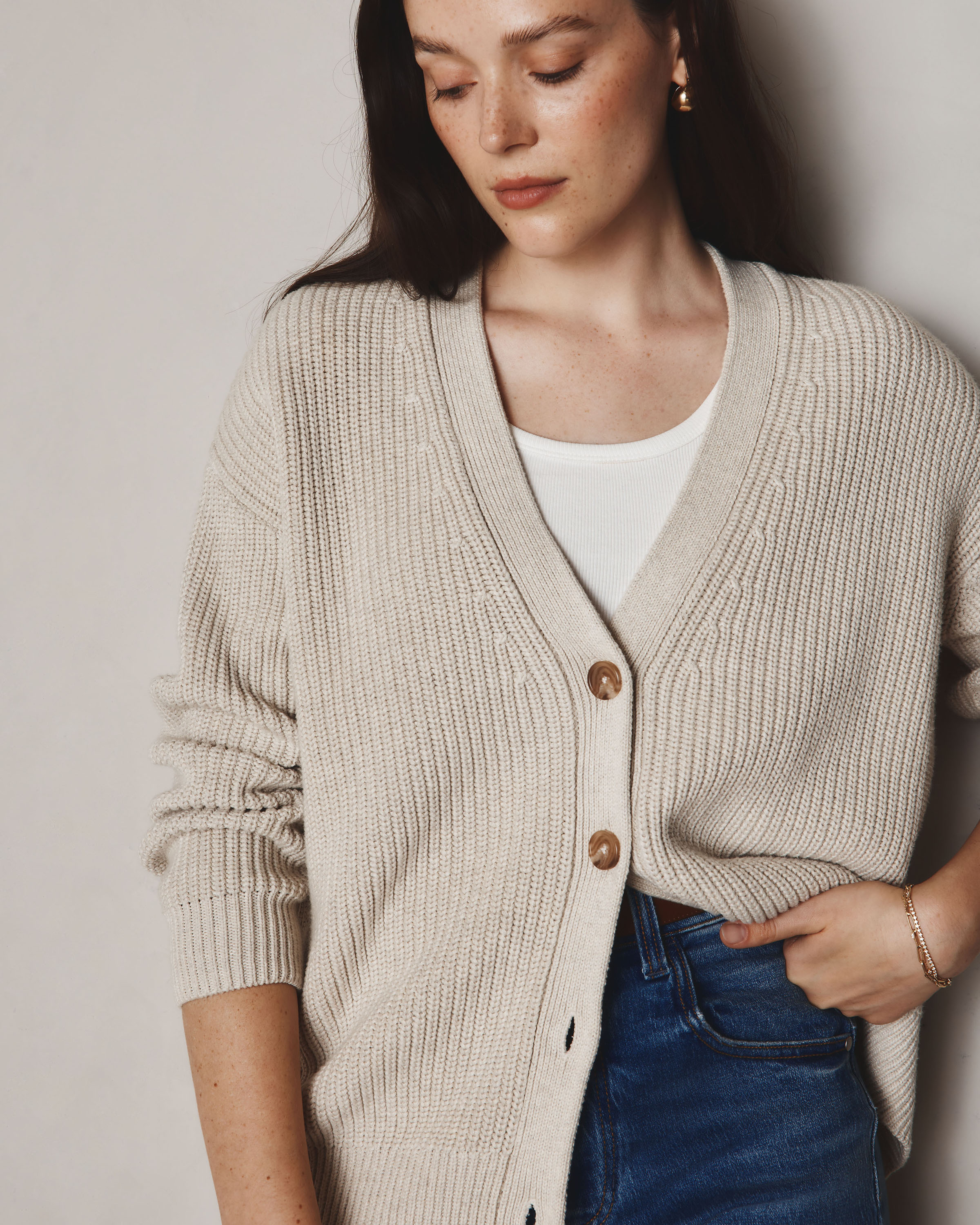 100% Organic Cotton Oversized Boyfriend Cardigan | Quince Canada